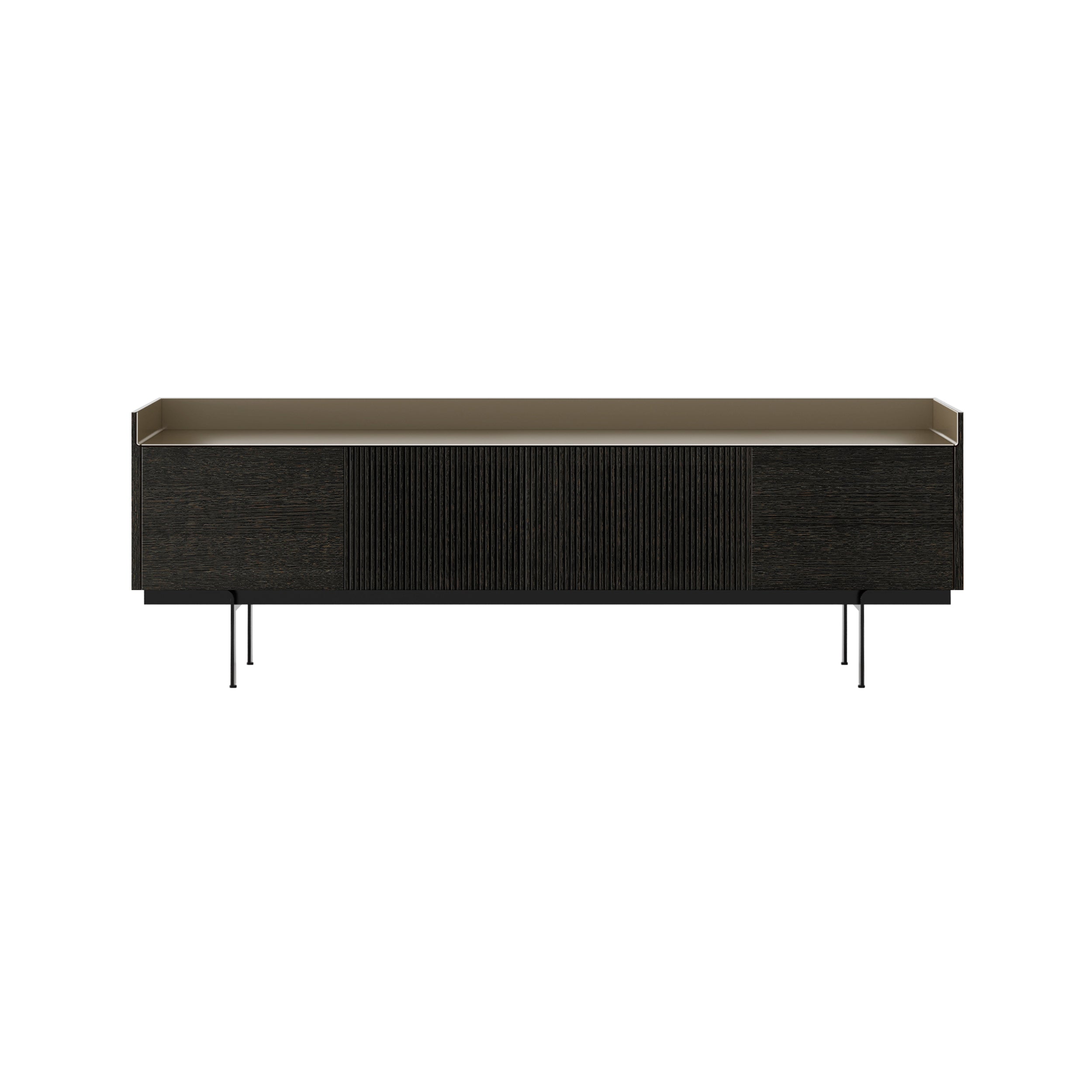 Stockholm Technic Sideboard: STH403 + Dark Grey Stained Oak + Anodized Aluminum Bronze + Black