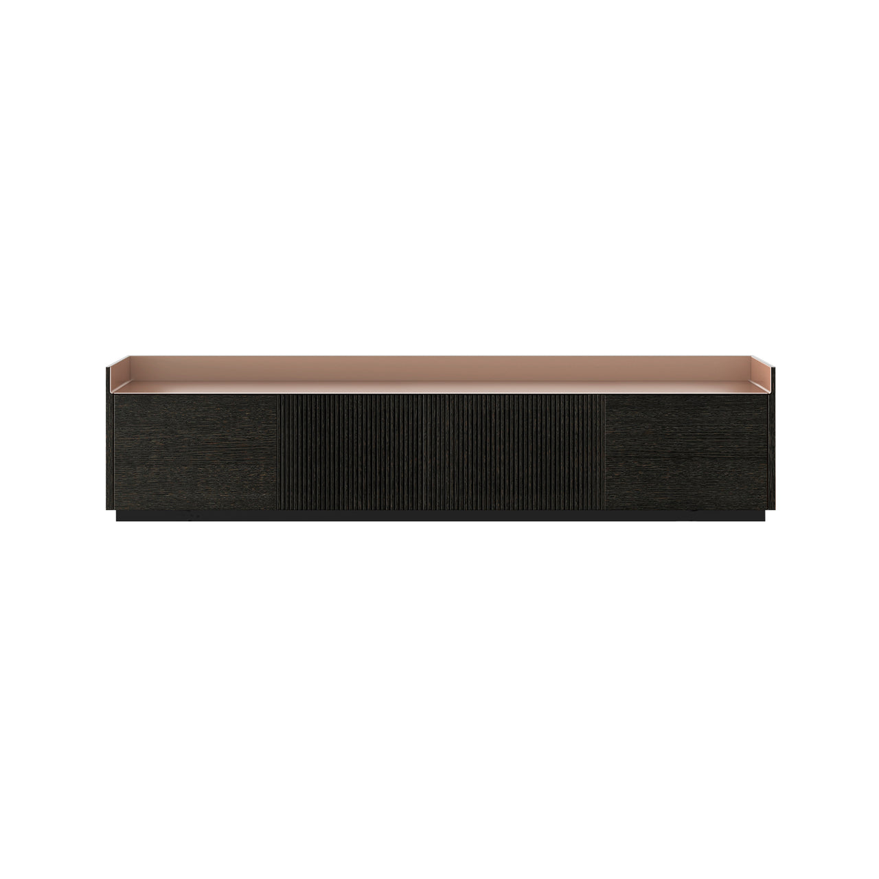 Stockholm STH403 Technic Sideboard: Composition 1 + Dark Grey Stained Oak + Anodized Aluminum Pale Rose + Black