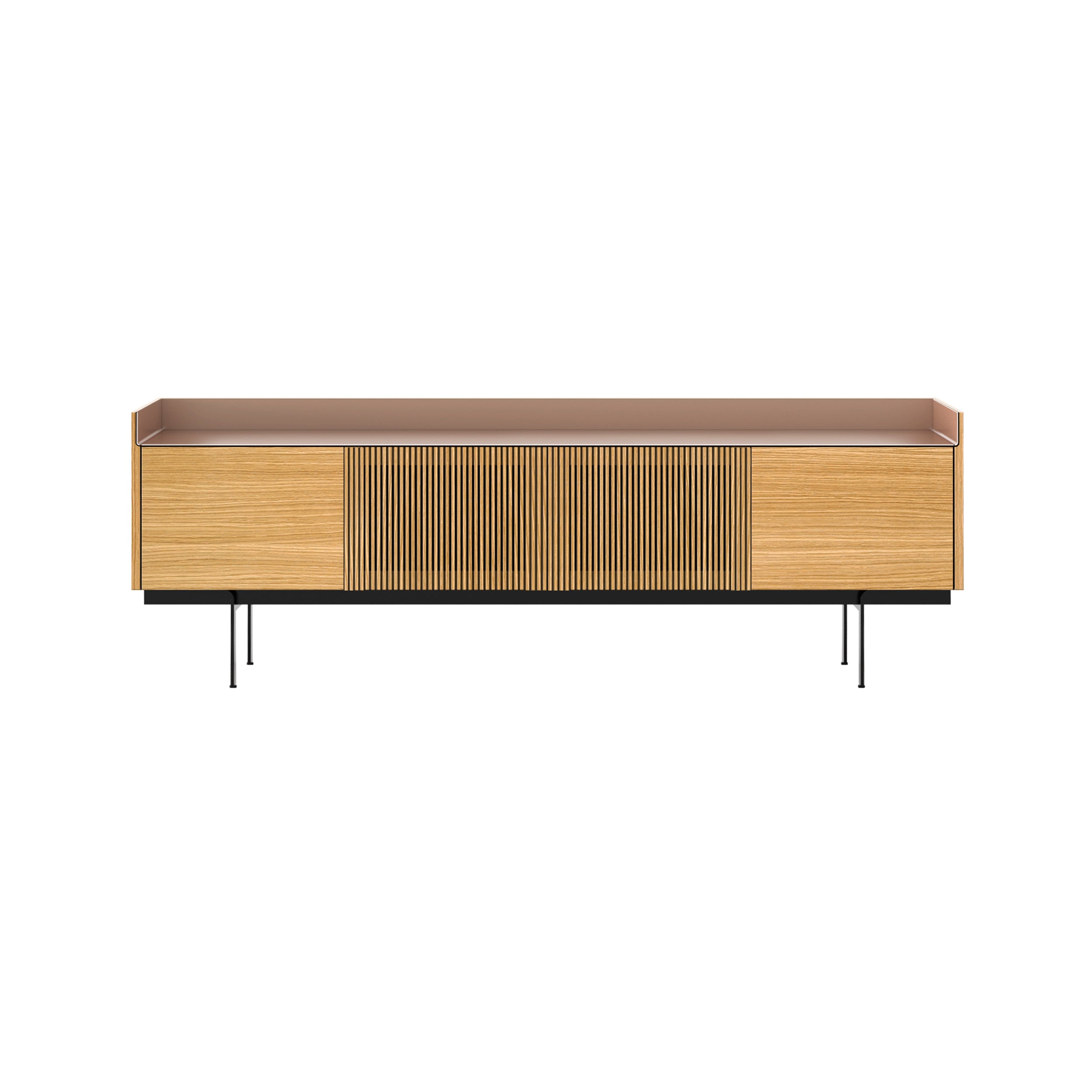 Stockholm Technic Sideboard: STH403 + Super-Matt Oak + Anodized Aluminum Pale Rose + Black