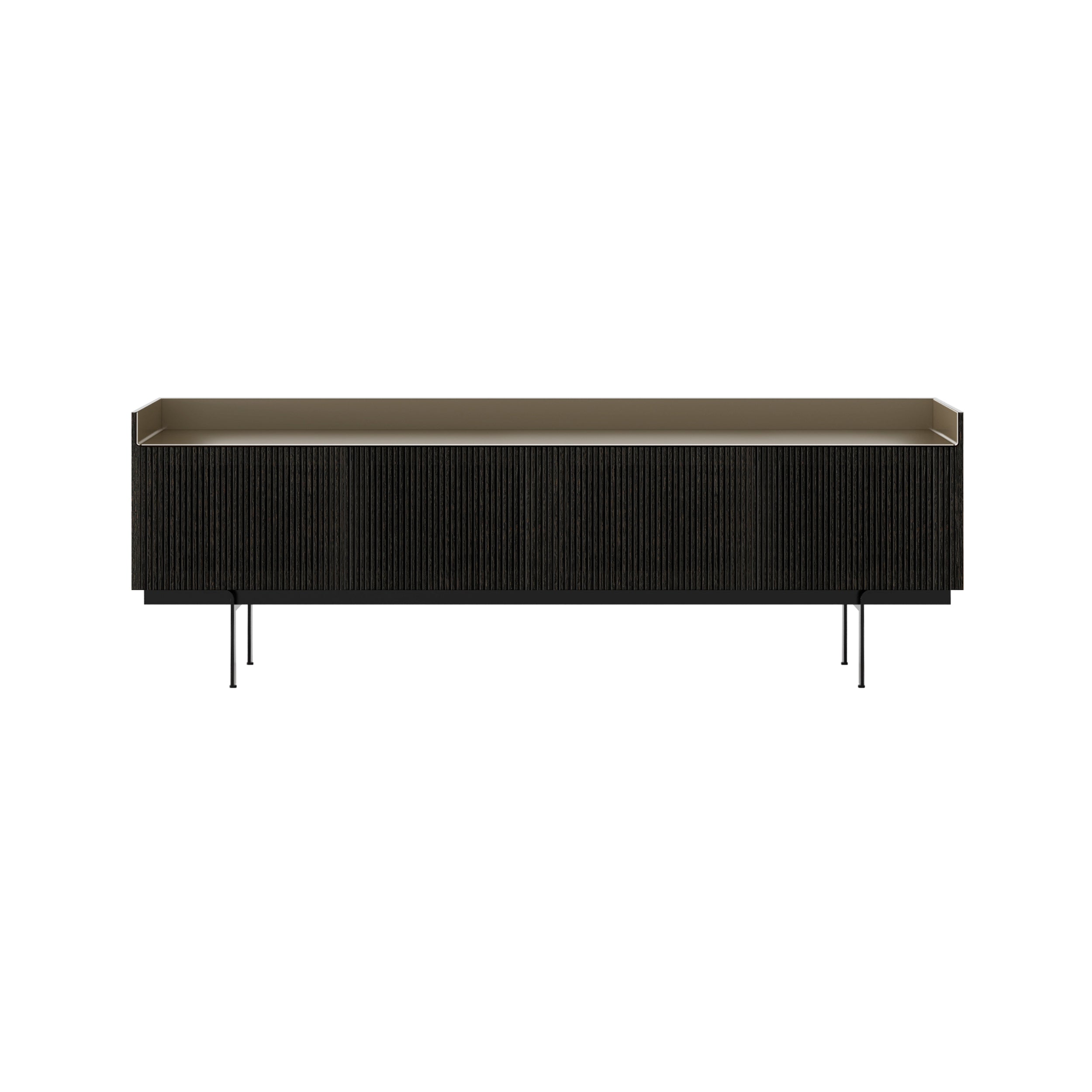 Stockholm Technic Sideboard: STH404 + Dark Grey Stained Oak + Anodized Aluminum Bronze + Black