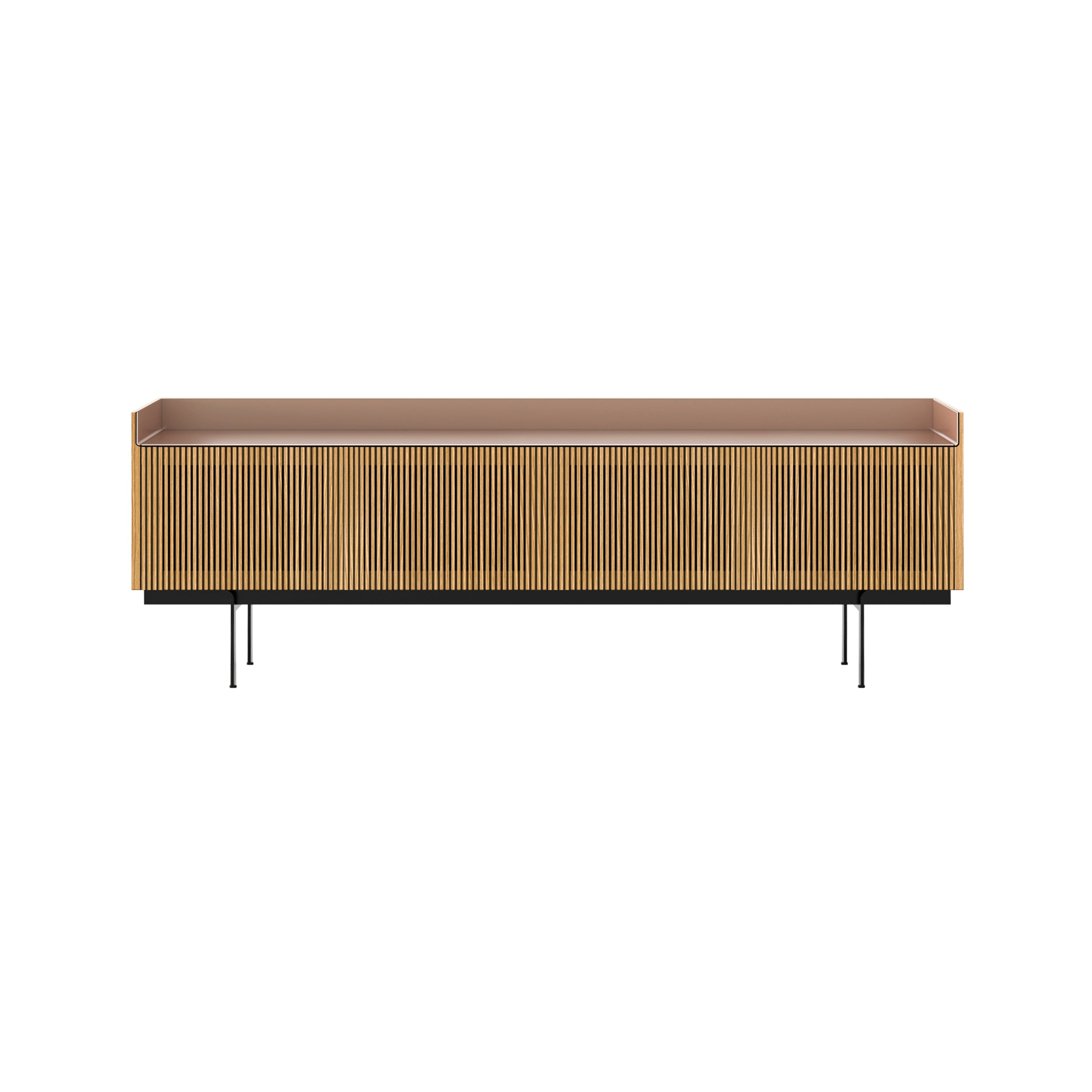 Stockholm Technic Sideboard: STH404 + Super-Matt Oak + Anodized Aluminum Pale Rose + Black