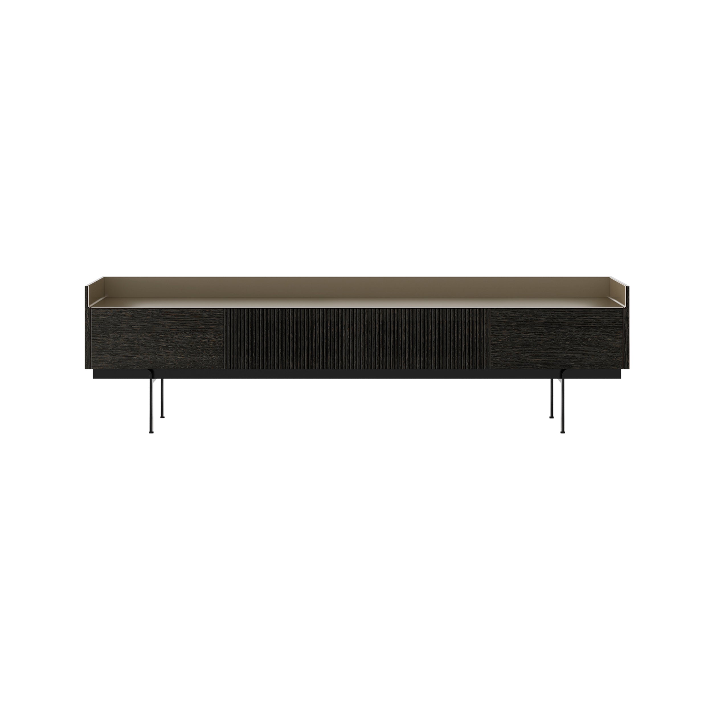 Stockholm Slim Sideboard: STH453 + Dark Grey Stained Oak + Anodized Aluminum Bronze + Black