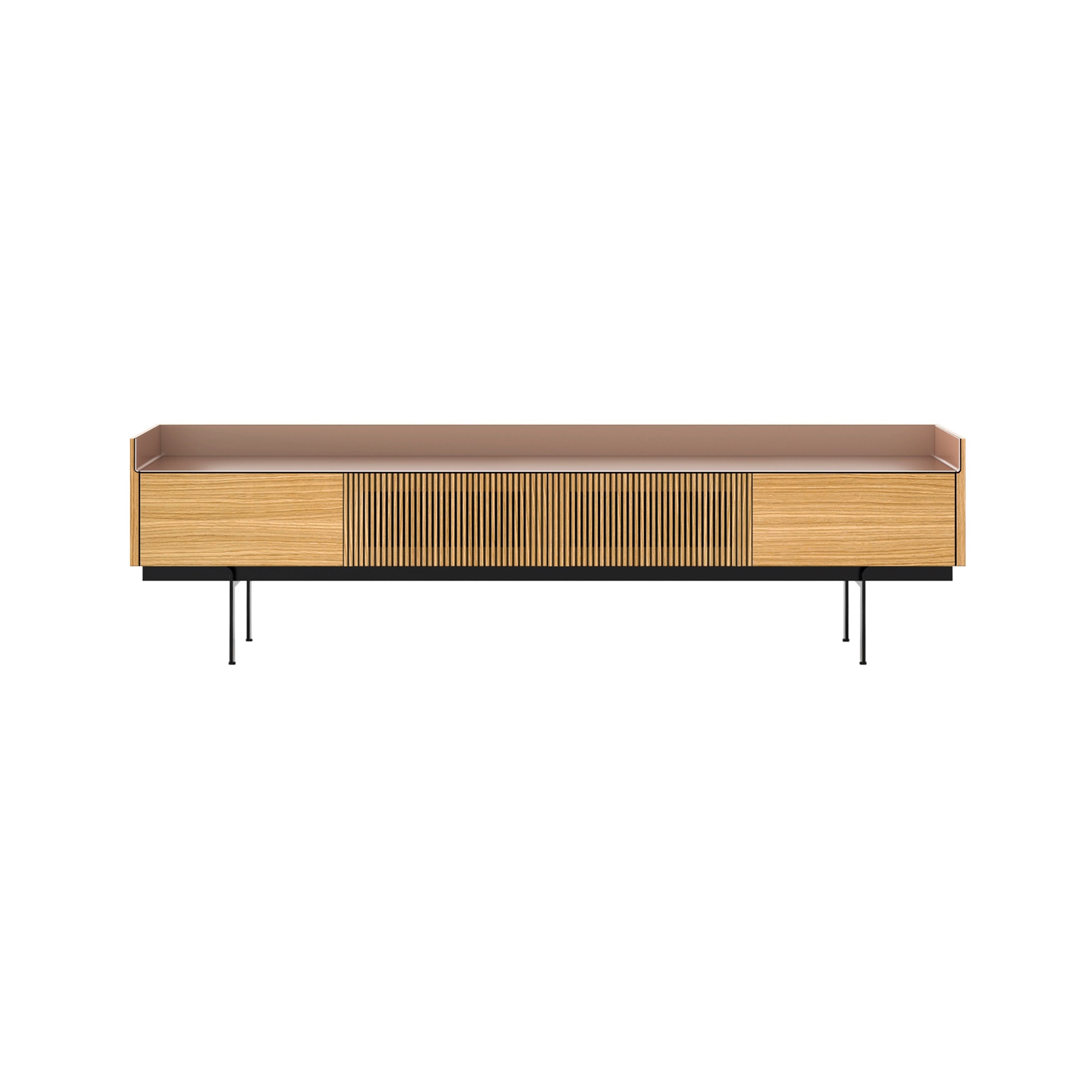 Stockholm Slim Sideboard: STH453 + Super-Matt Oak + Anodized Aluminum Pale Rose + Black