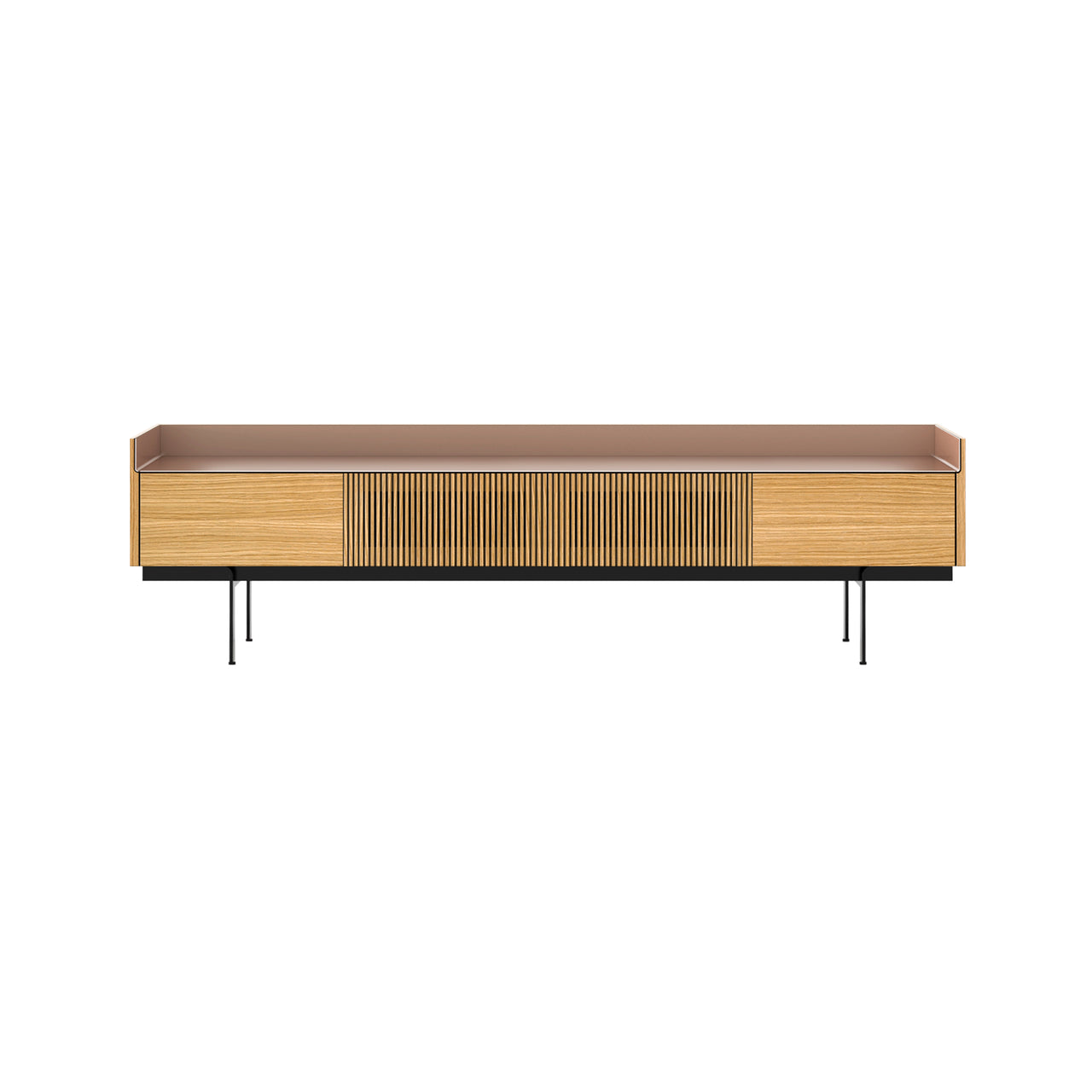 Stockholm Slim Sideboard: STH453 + Super-Matt Oak + Anodized Aluminum Pale Rose + Black