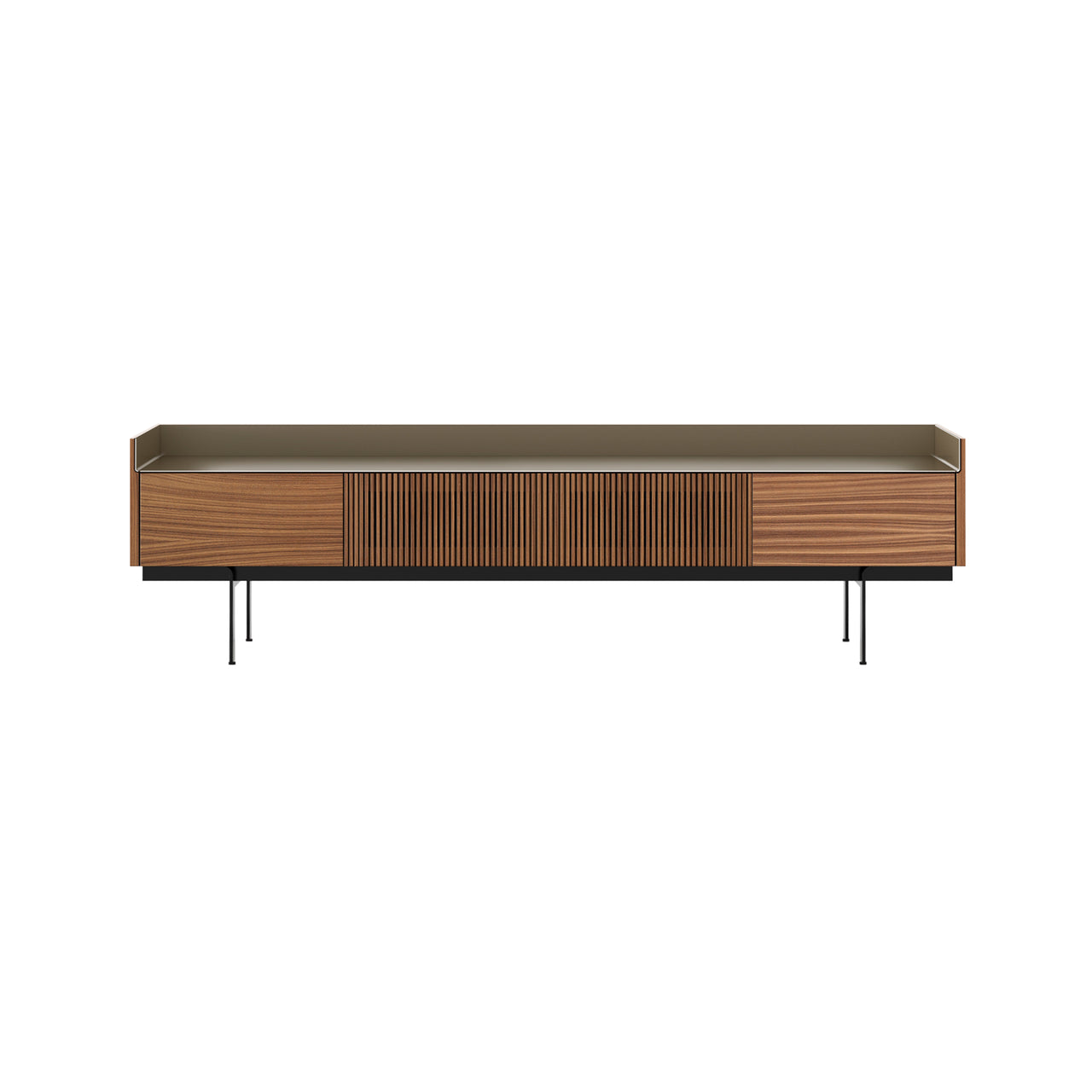 Stockholm Slim Sideboard: STH453 + Walnut Stained Walnut + Anodized Aluminum Bronze + Black