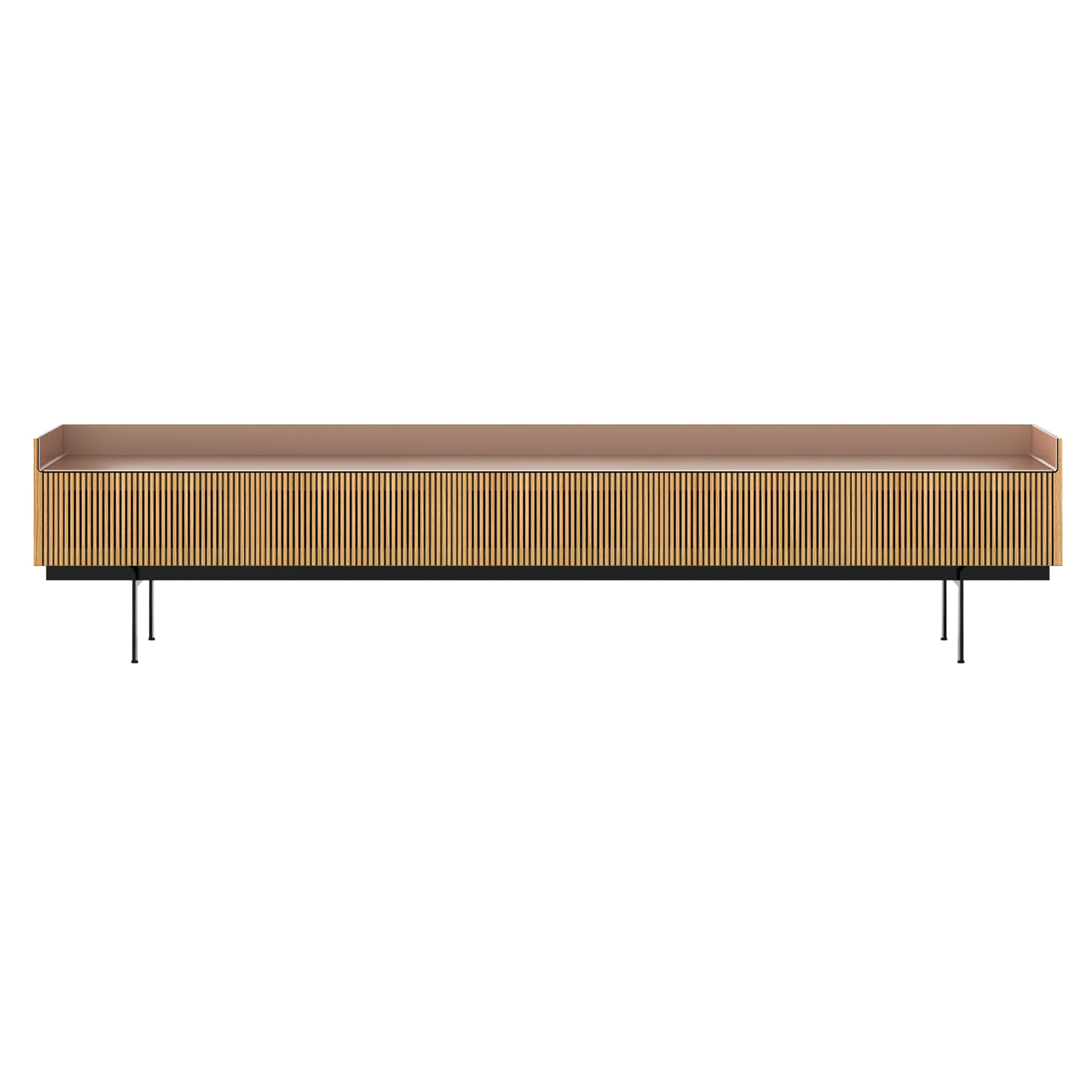 Stockholm Slim Sideboard: STH557 + Super-Matt Oak + Anodized Aluminum Pale Rose + Black