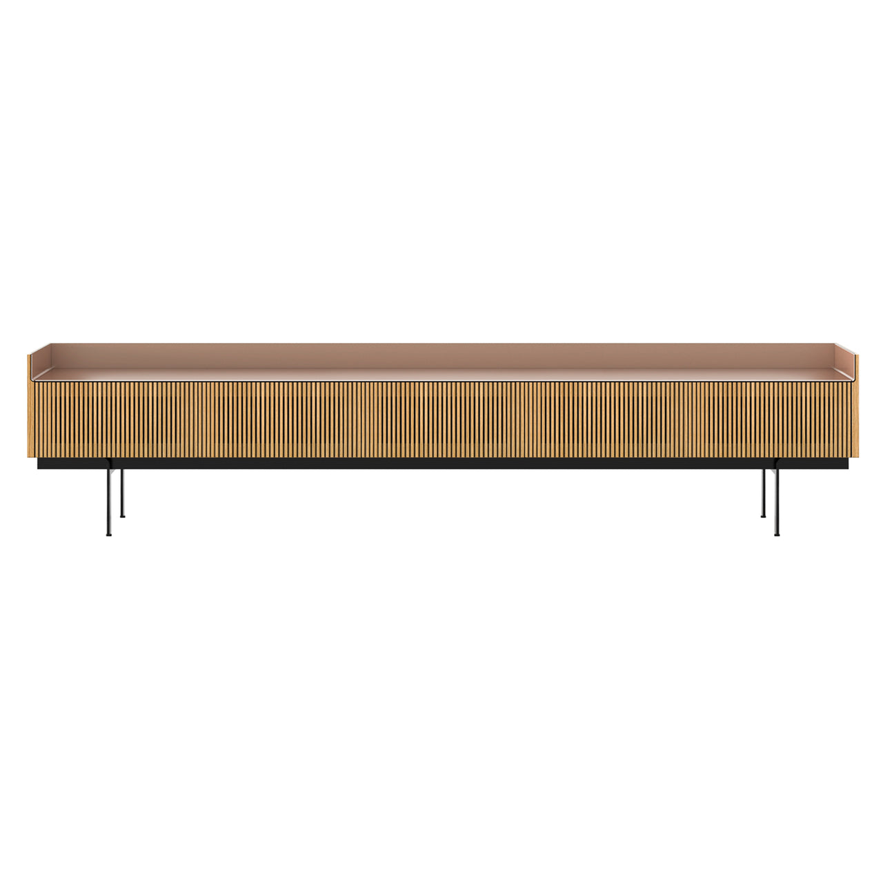 Stockholm Slim Sideboard: STH557 + Super-Matt Oak + Anodized Aluminum Pale Rose + Black