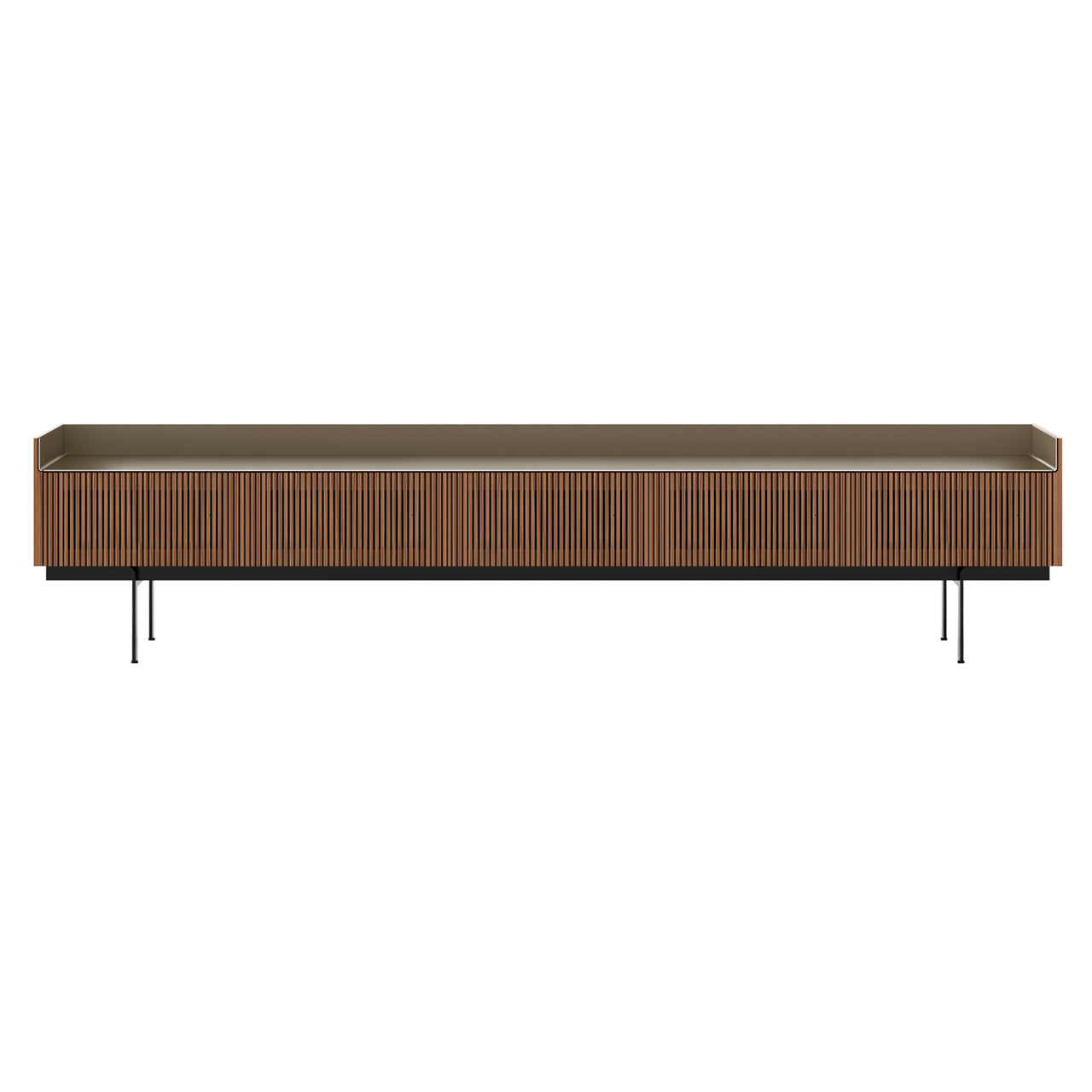 Stockholm Slim Sideboard: STH557 + Walnut Stained Walnut + Anodized Aluminum Bronze + Black