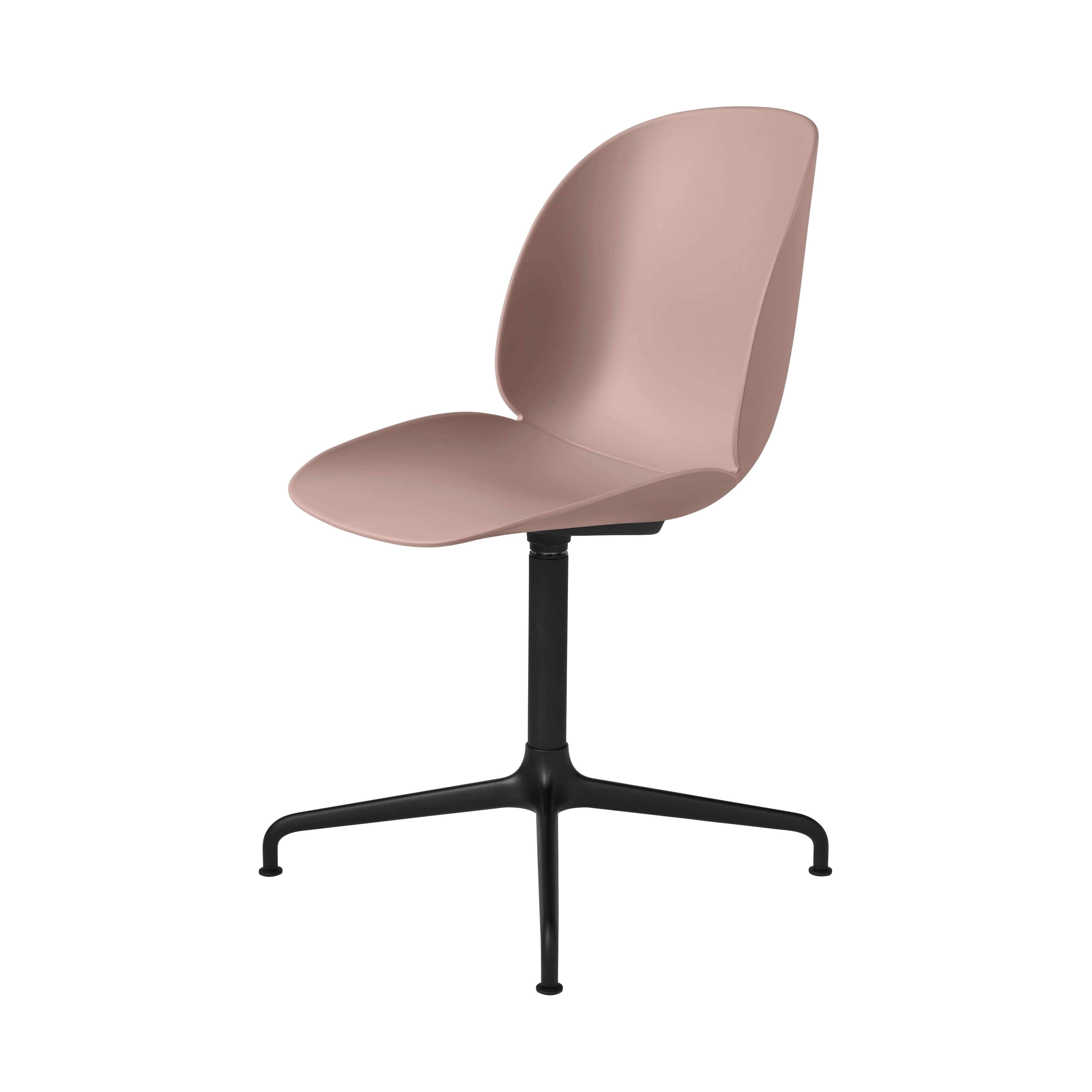 Beetle Meeting Chair: 4-Star Swivel Base + Sweet Pink + Black Matt + Plastic Glides