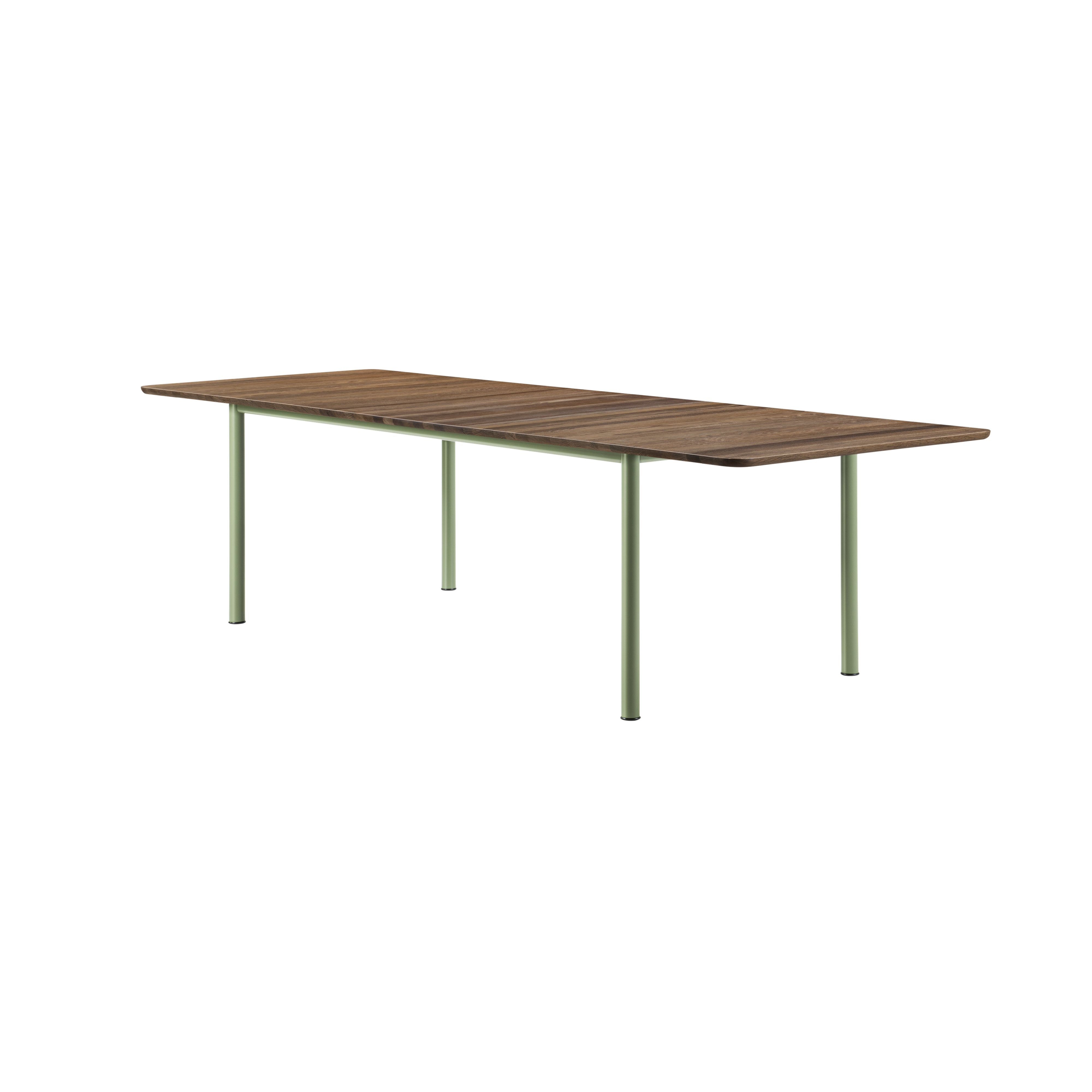 Plan Extendable Table: Smoked Oiled Oak + Modernist Green