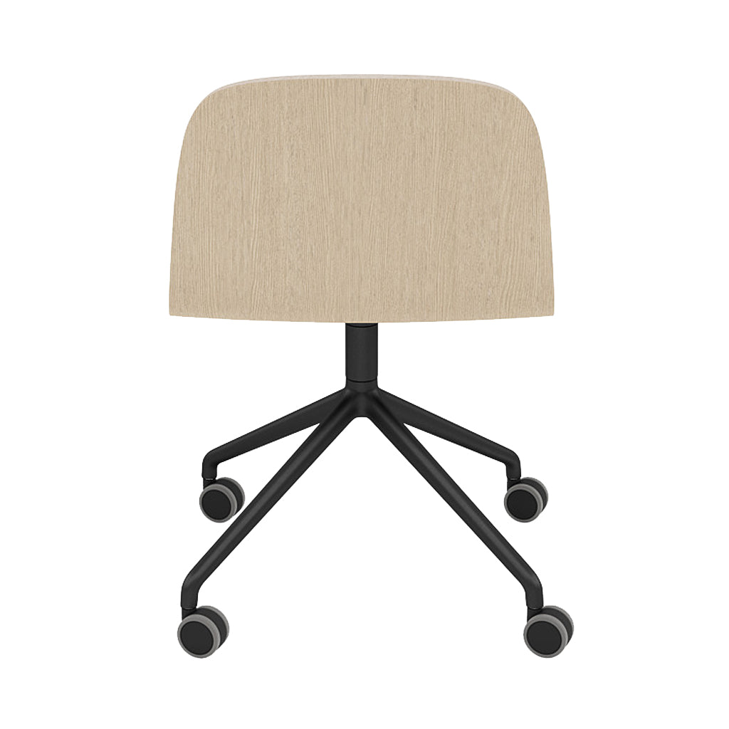 Visu Wide Chair: Swivel Base with Castors + Oak