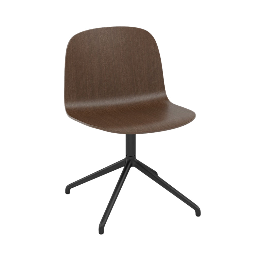 Visu Wide Chair: Swivel Base with Return + Stained Dark Brown