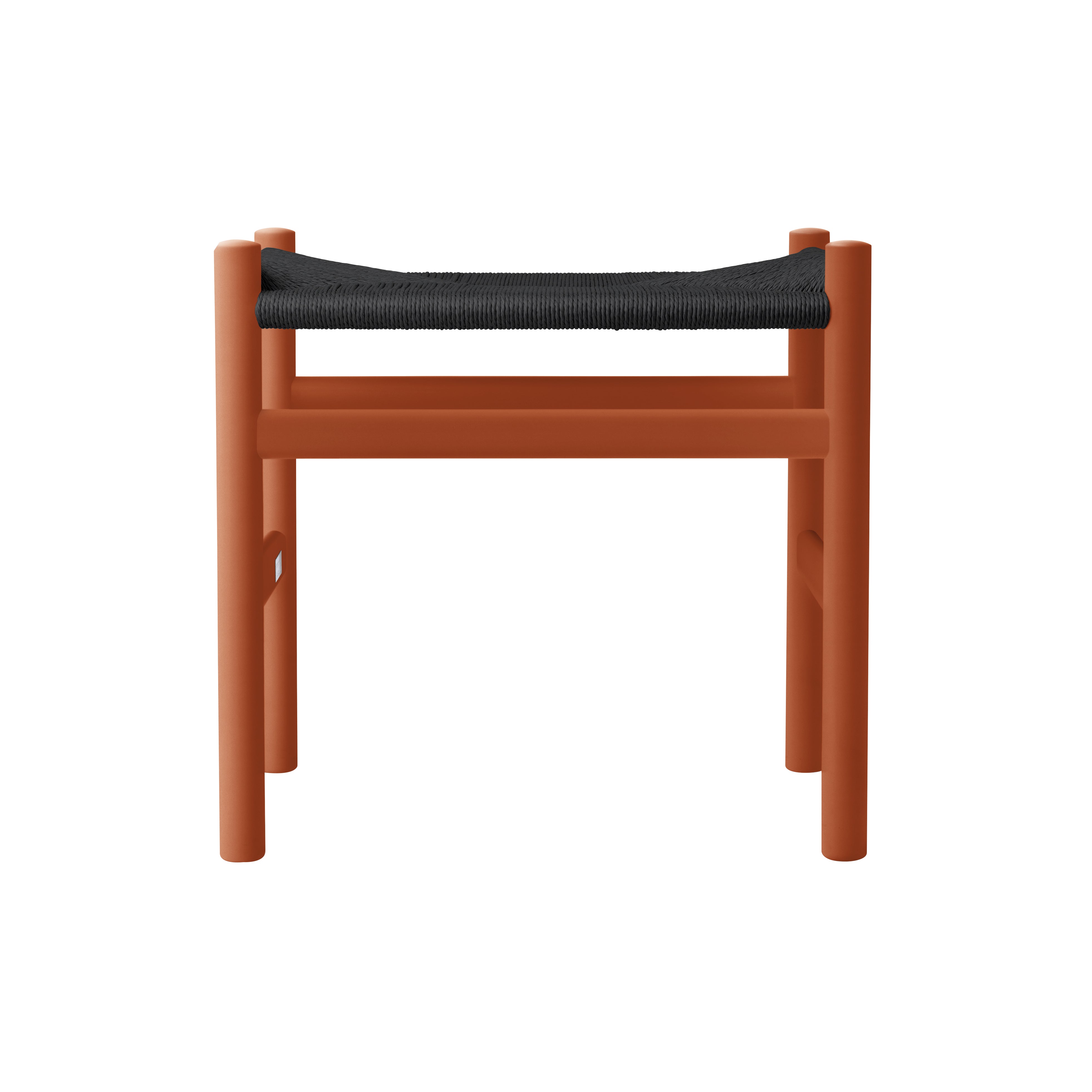 CH53 Footstool: High + Black + Orange Red Beech