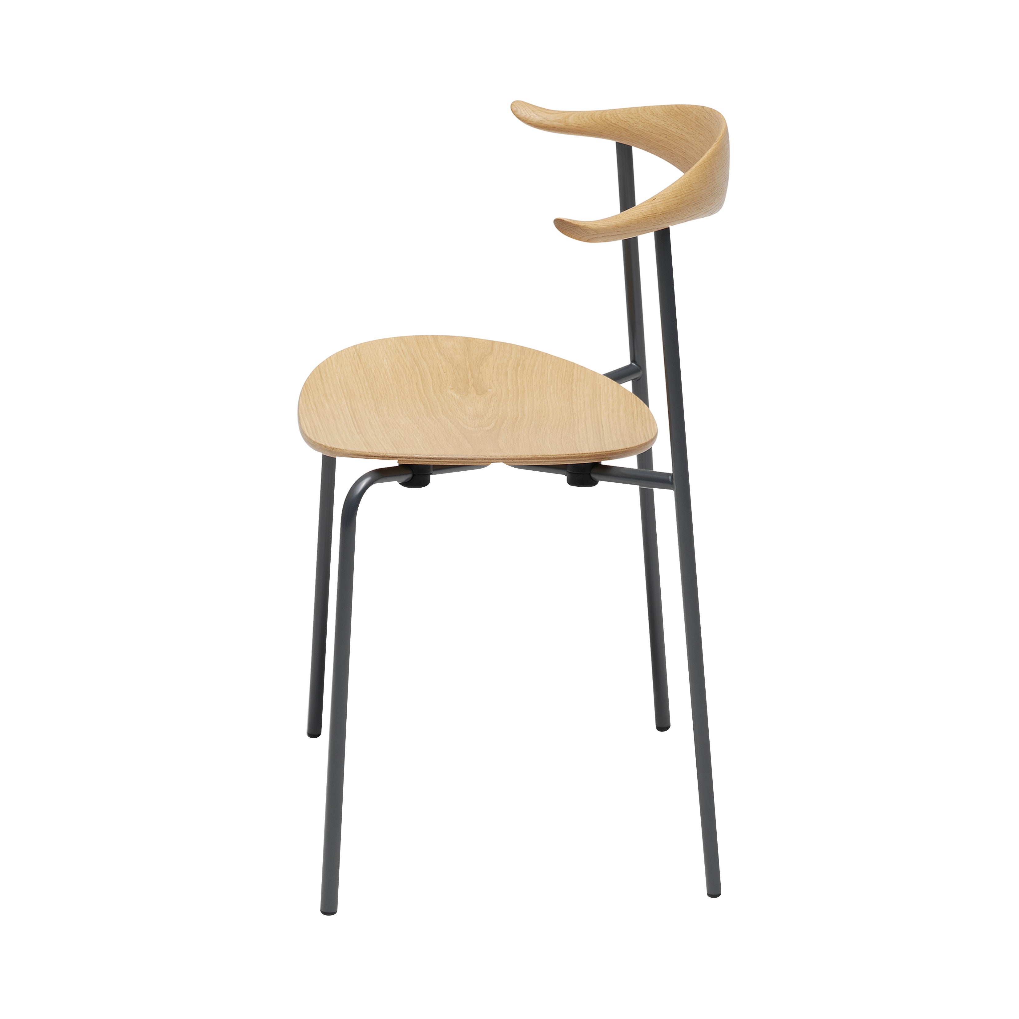 CH88T Dining Chair: Black Powder-Coated Steel + Oiled Beech