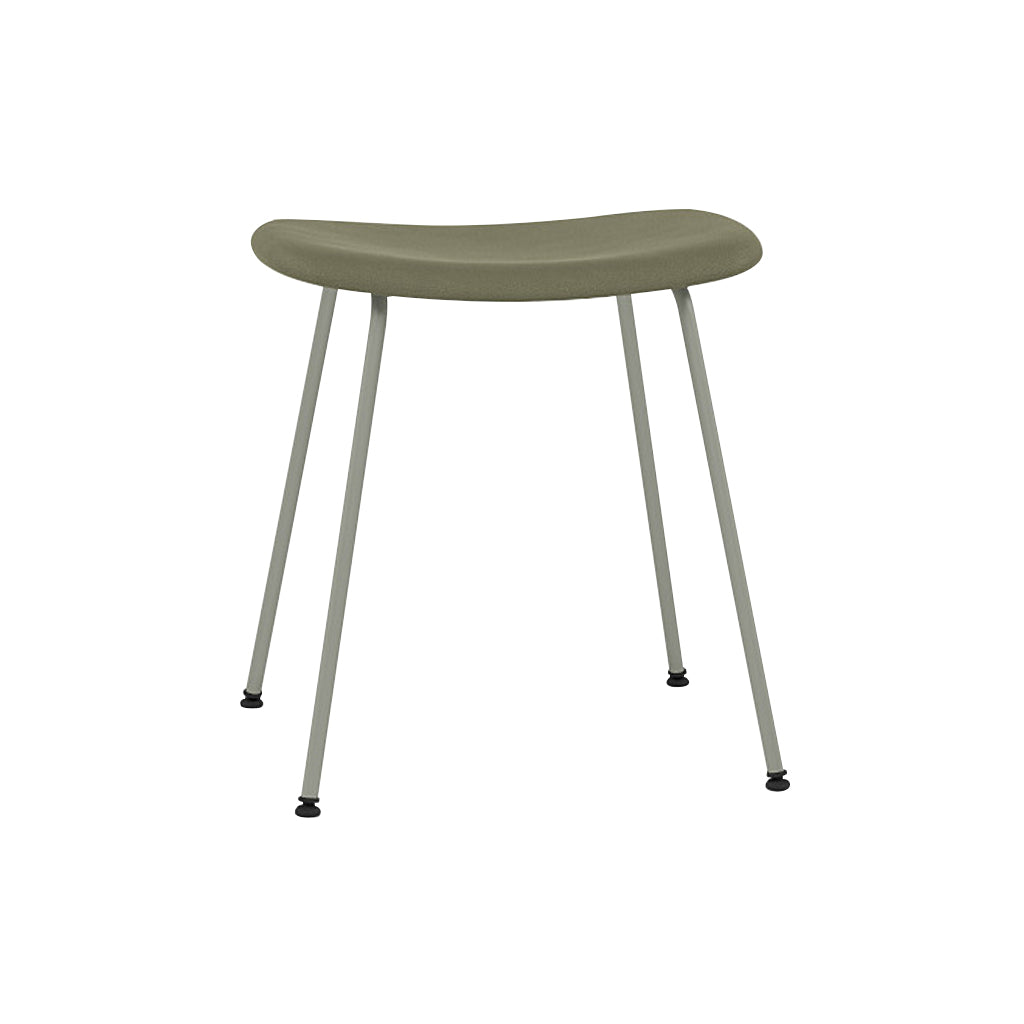 Fiber Stool: Tube Base + Upholstered + Dusty Green