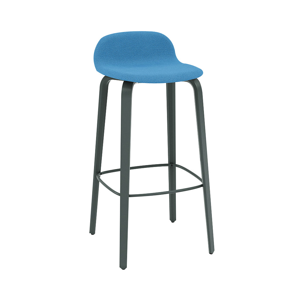 Visu Bar Stool: Upholstered + Dark Green