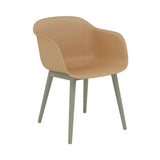 Fiber Armchair: Wood Base + Recycled Shell + Dusty Green + Ochre