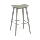 Fiber Bar + Counter Stool: Wood Base + Bar + Grey + Dusty Green