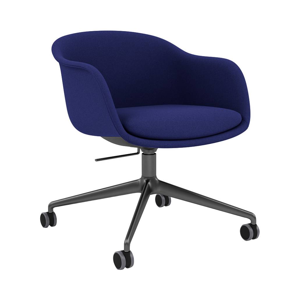 Fiber Conference Armchair: Swivel Base with Castors + Tilt + Recycled Shell + Anthracite Black