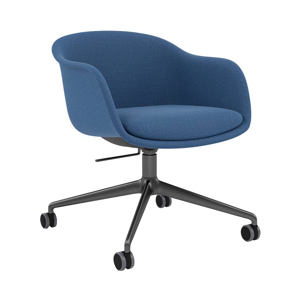 Fiber Conference Armchair: Swivel Base with Castors + Tilt + Recycled Shell + Anthracite Black