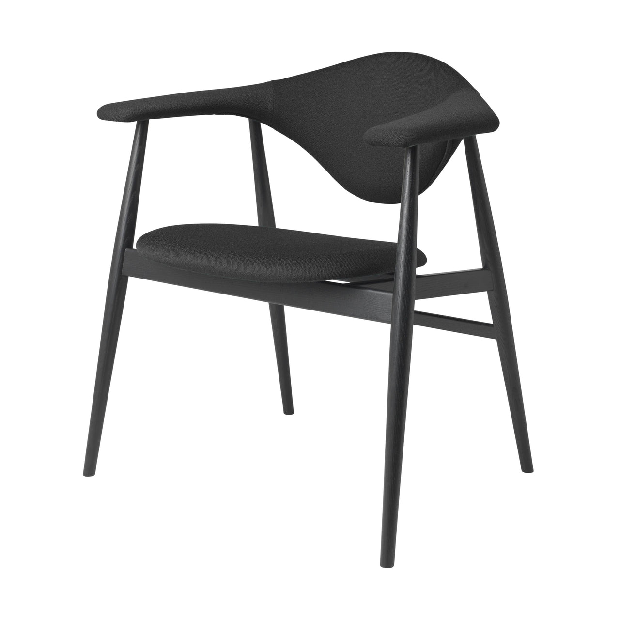 Masculo Dining Chair: Wood Base + Black Stained Ash Semi Matt Lacquered