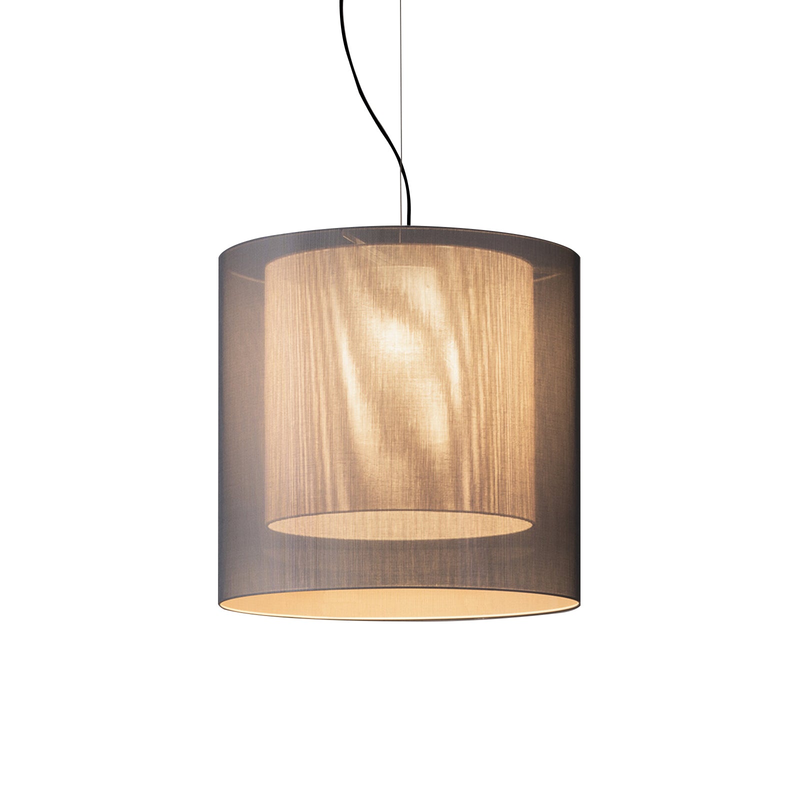 Moaré Pendant Lamp: Large (Double Shade) + Grey + White