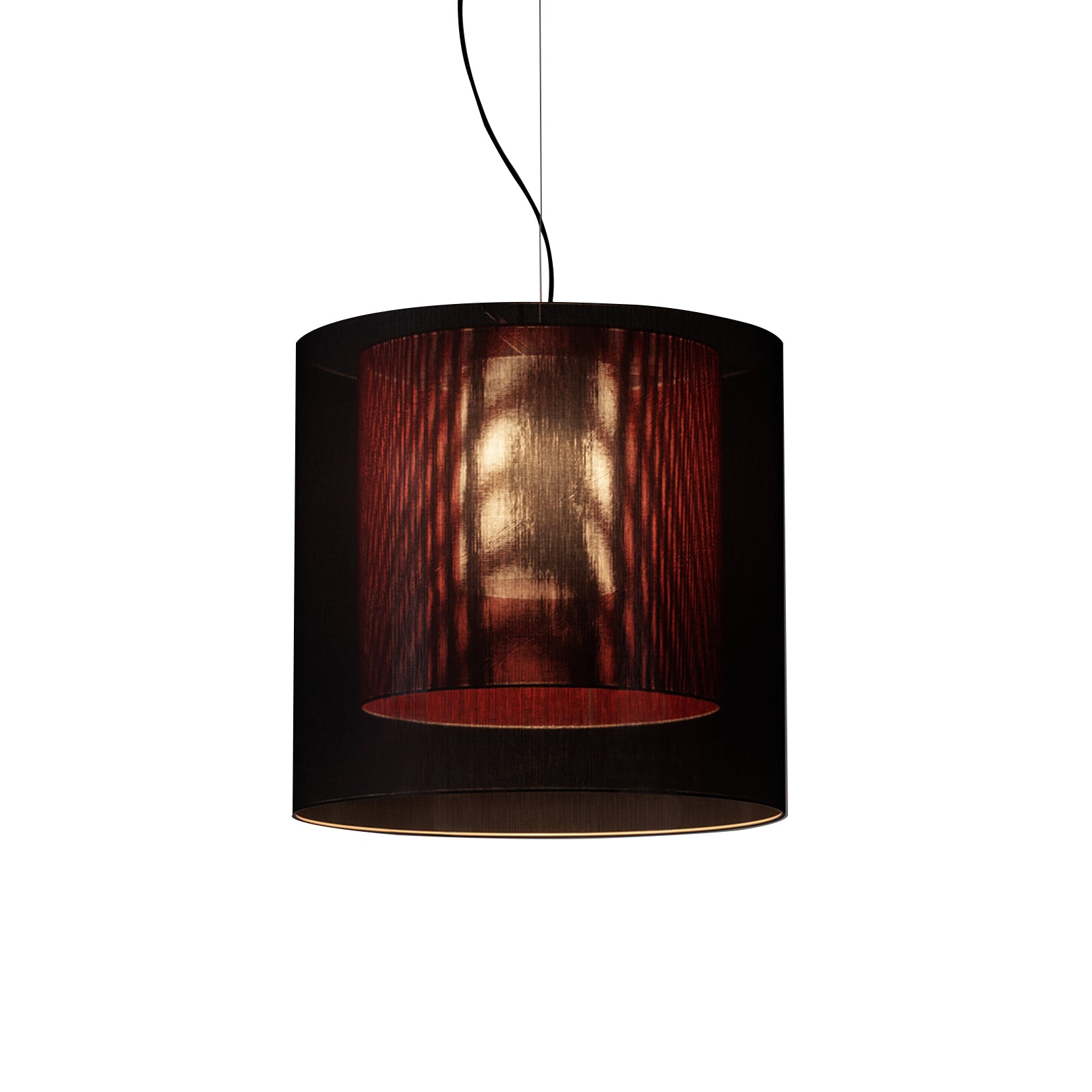 Moaré Pendant Lamp: Large (Double Shade) + Black + Red