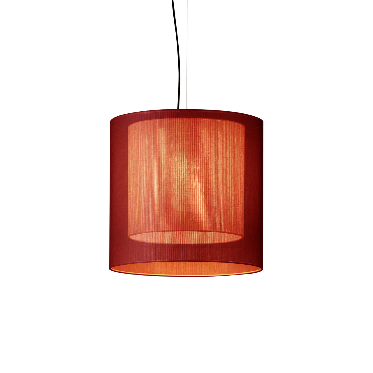 Moaré Pendant Lamp: Medium (Double Shade) + Red + White