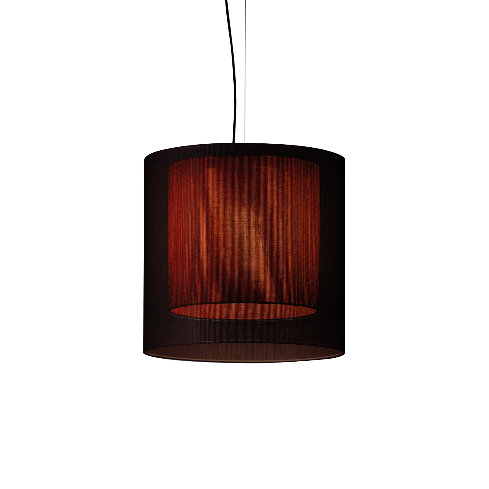 Moaré Pendant Lamp: Medium (Double Shade) + Black + Red