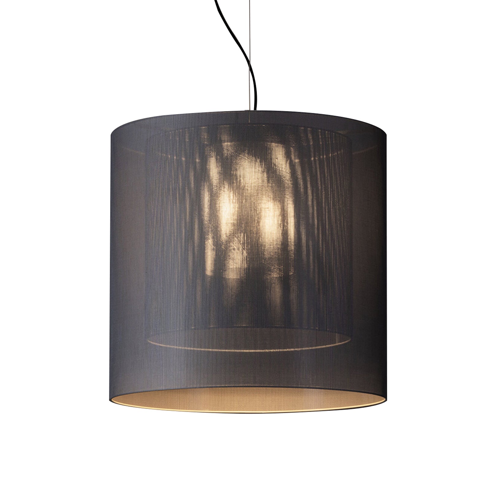 Moaré Pendant Lamp: Extra Large (Double Shade) + Grey + Black