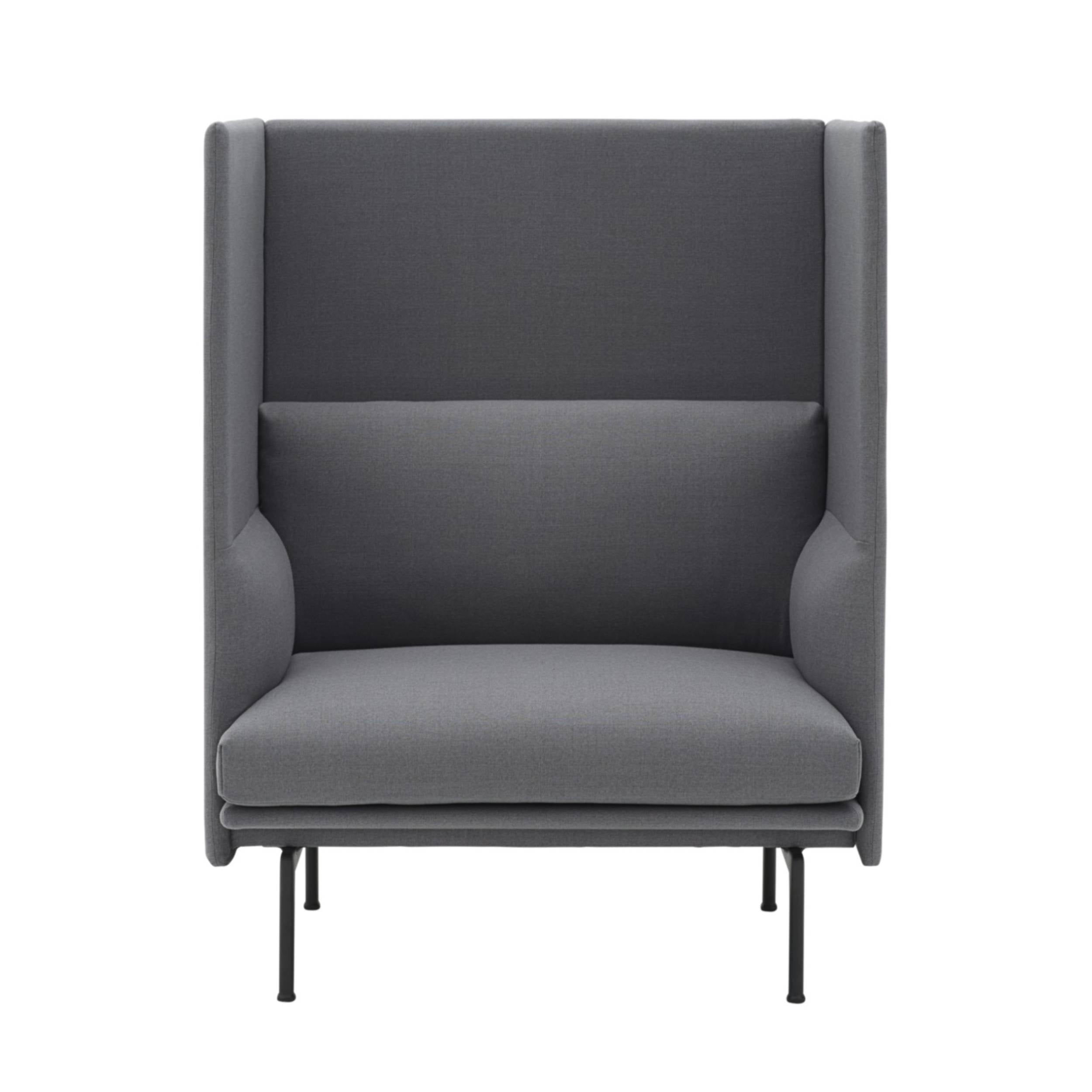 Outline Highback 1-Seater Sofa: Small + High + Black