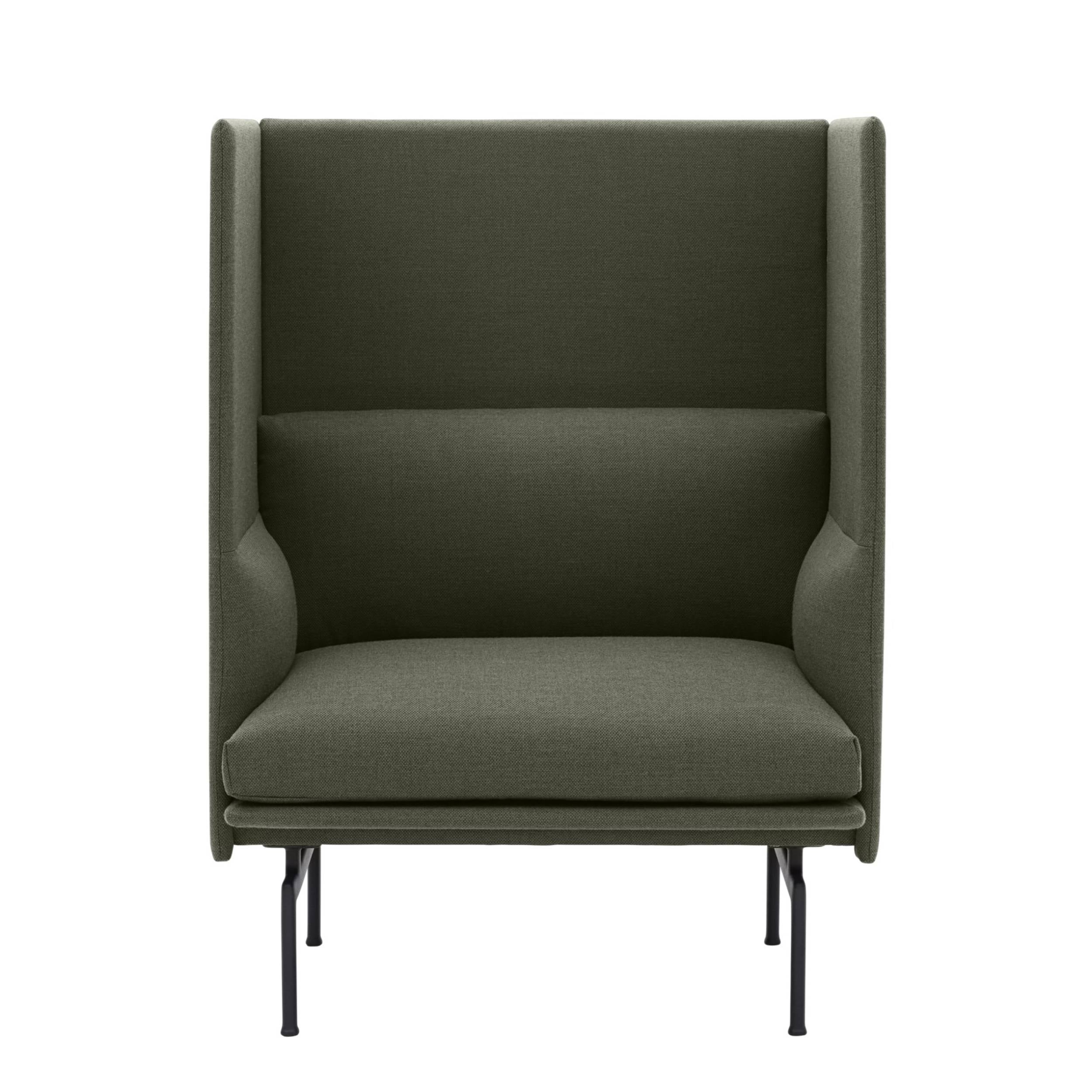 Outline Highback 1-Seater Sofa: Small + High + Black