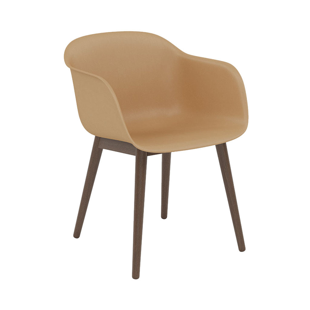 Fiber Armchair: Wood Base + Recycled Shell + Stained Dark Brown + Ochre