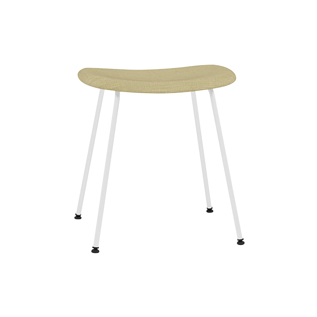 Fiber Stool: Tube Base + Upholstered + White