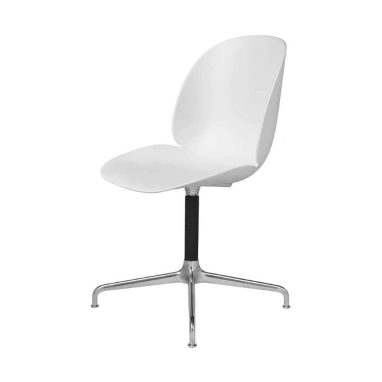 Beetle Meeting Chair: 4-Star Swivel Base + Alabaster White + Polished Aluminum + Black Matt