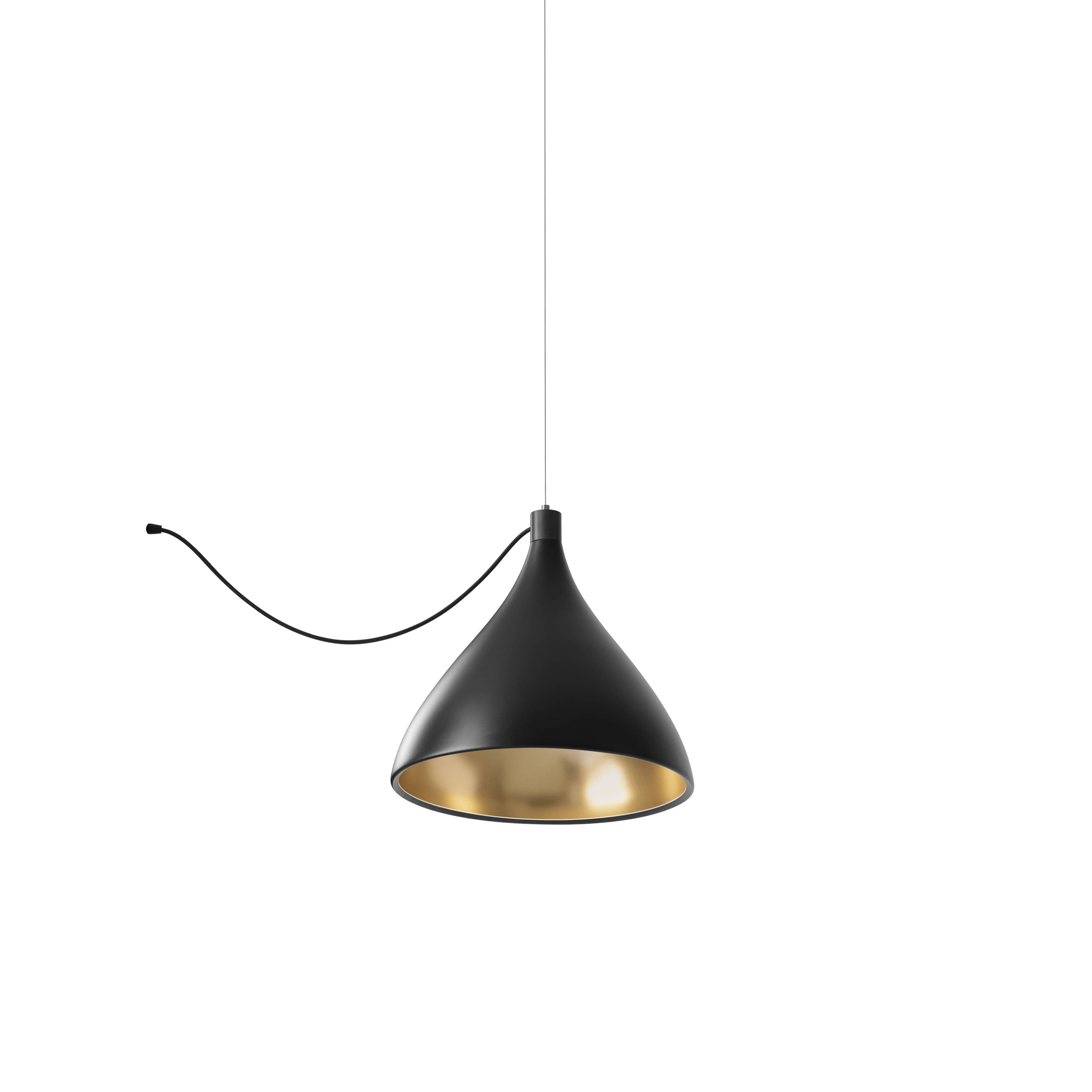 Swell String Indoor/Outdoor Pendant Light: Single Medium + Black