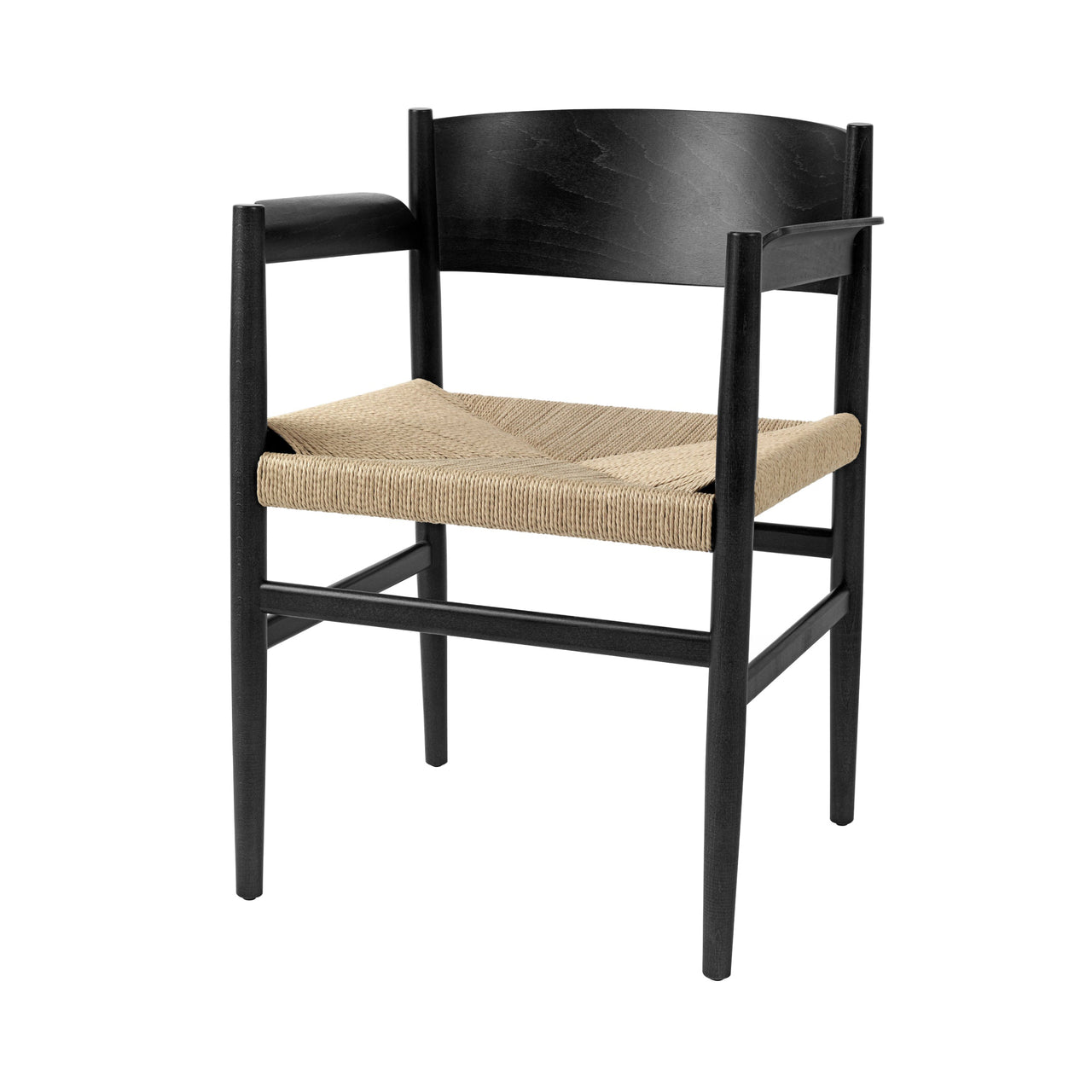 Nestor Chair: Black Stained Beech + With Armrest