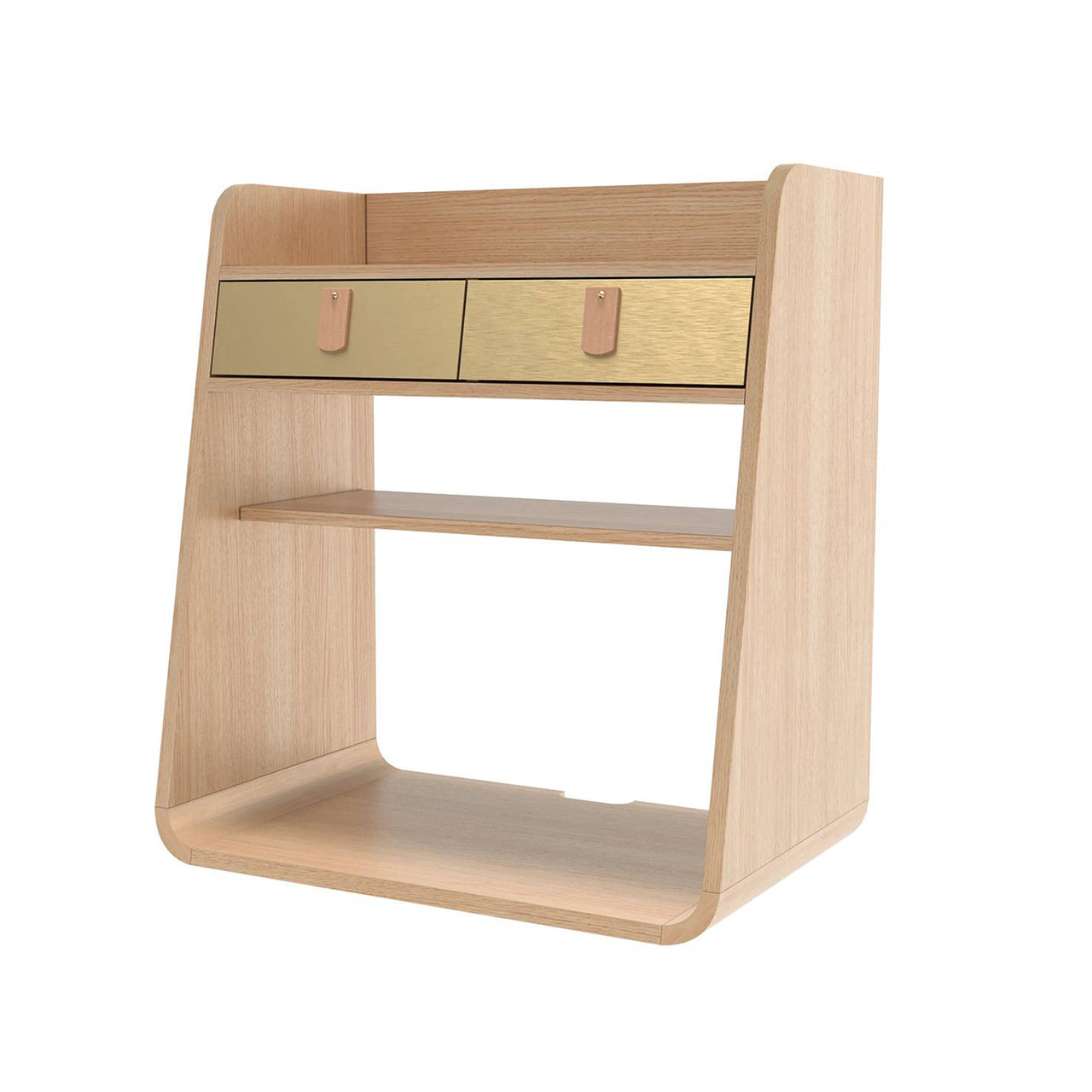 Suzon Wall Storage: Natural Oak + Brushed Brass