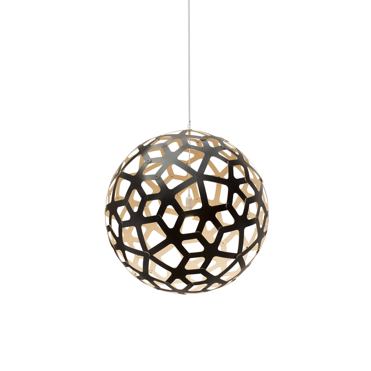 Coral Pendant Light: Large + Black + Bamboo + White