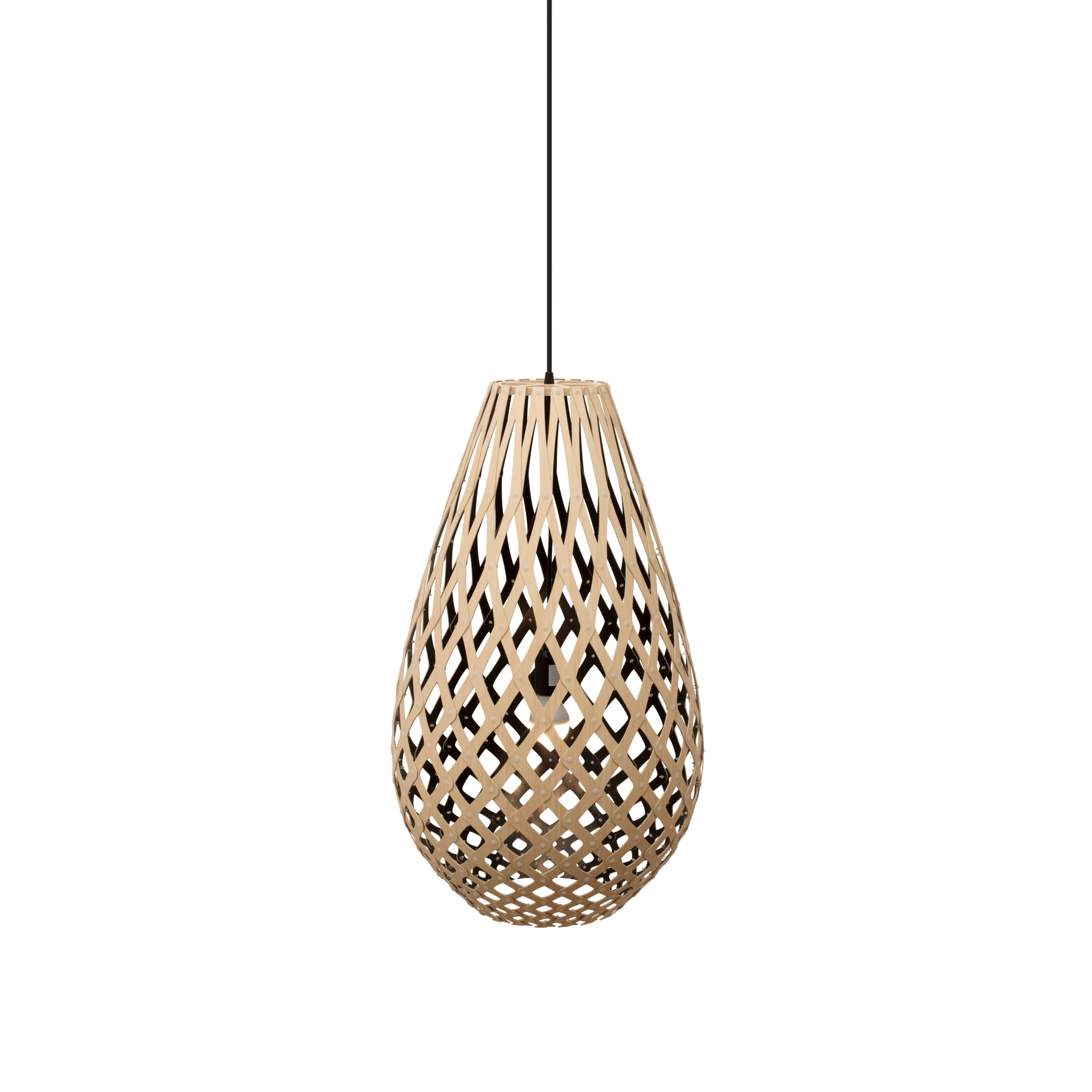 Kōura Pendant Light: Medium + Bamboo + Black + Black