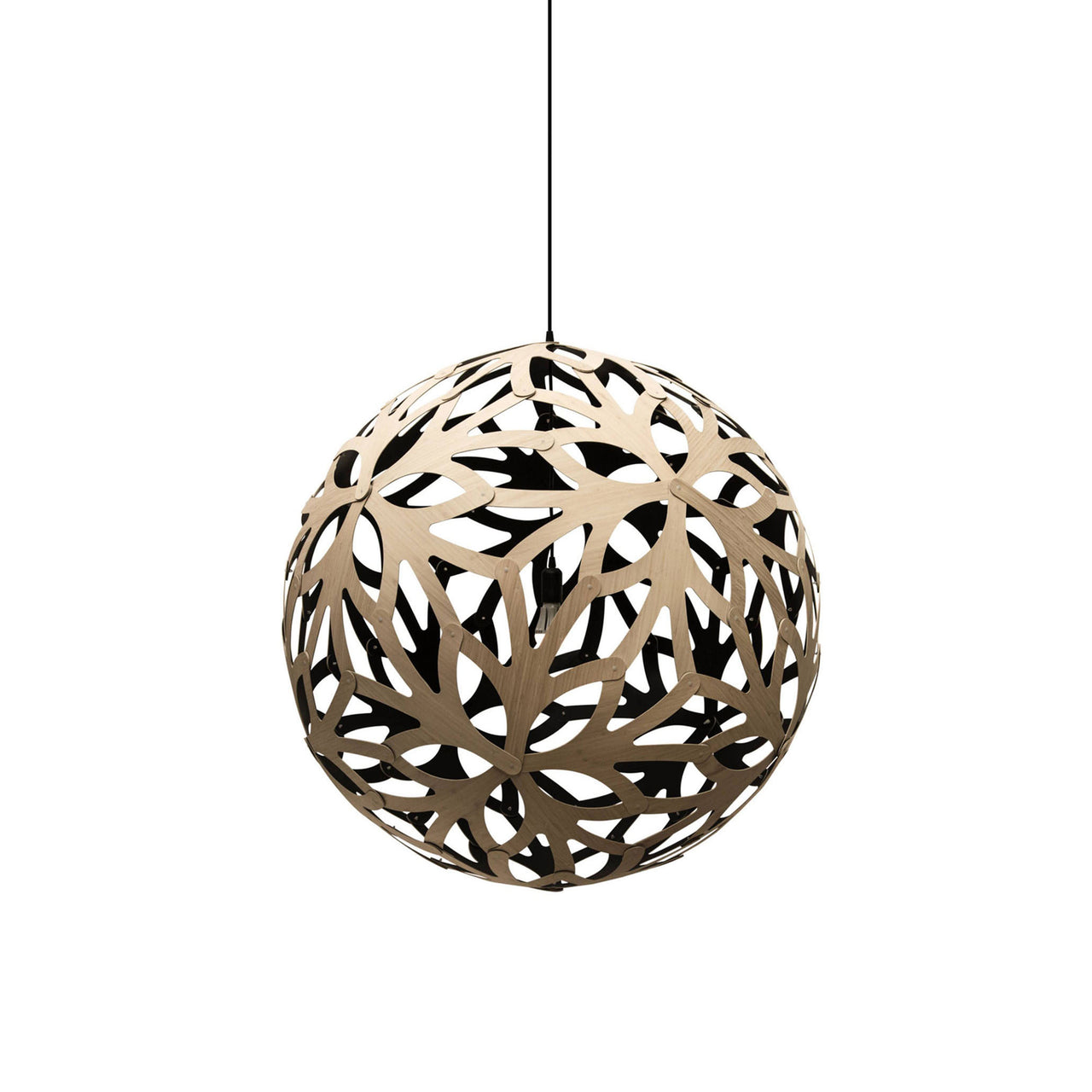 Floral Pendant Light: Large + Bamboo + Black + Black