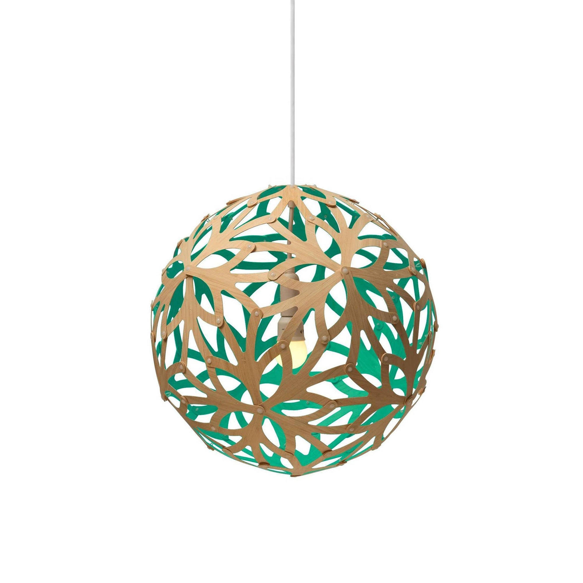 Floral Pendant Light: Large + Bamboo + Aqua + White