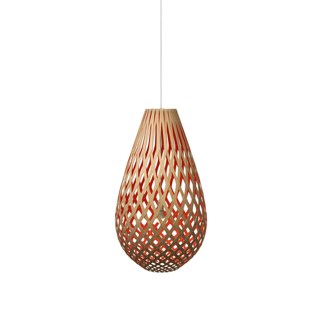 Kōura Pendant Light: Medium + Bamboo + Red + White