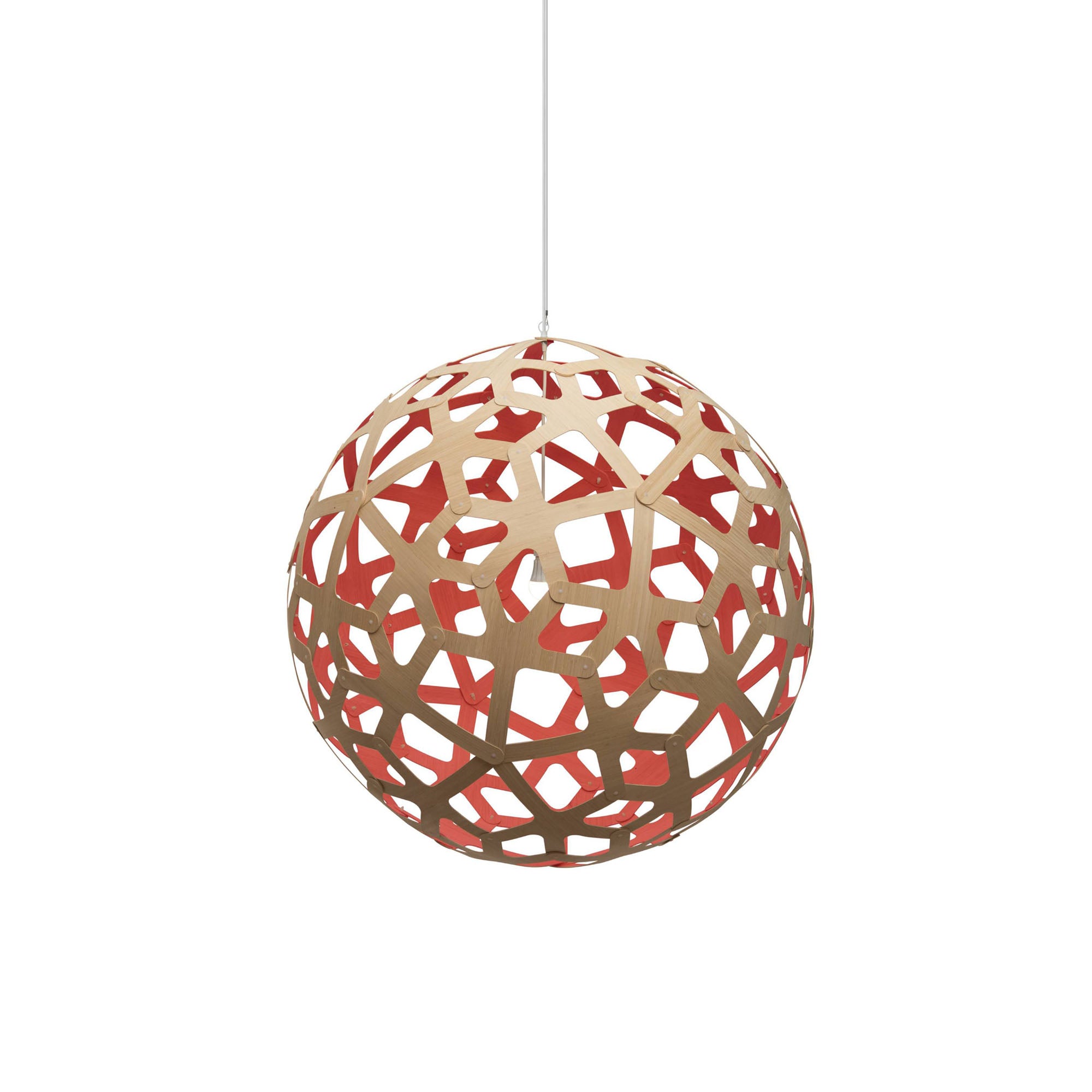 aCoral Pendant Light: Extra Large + Bamboo + Red + White