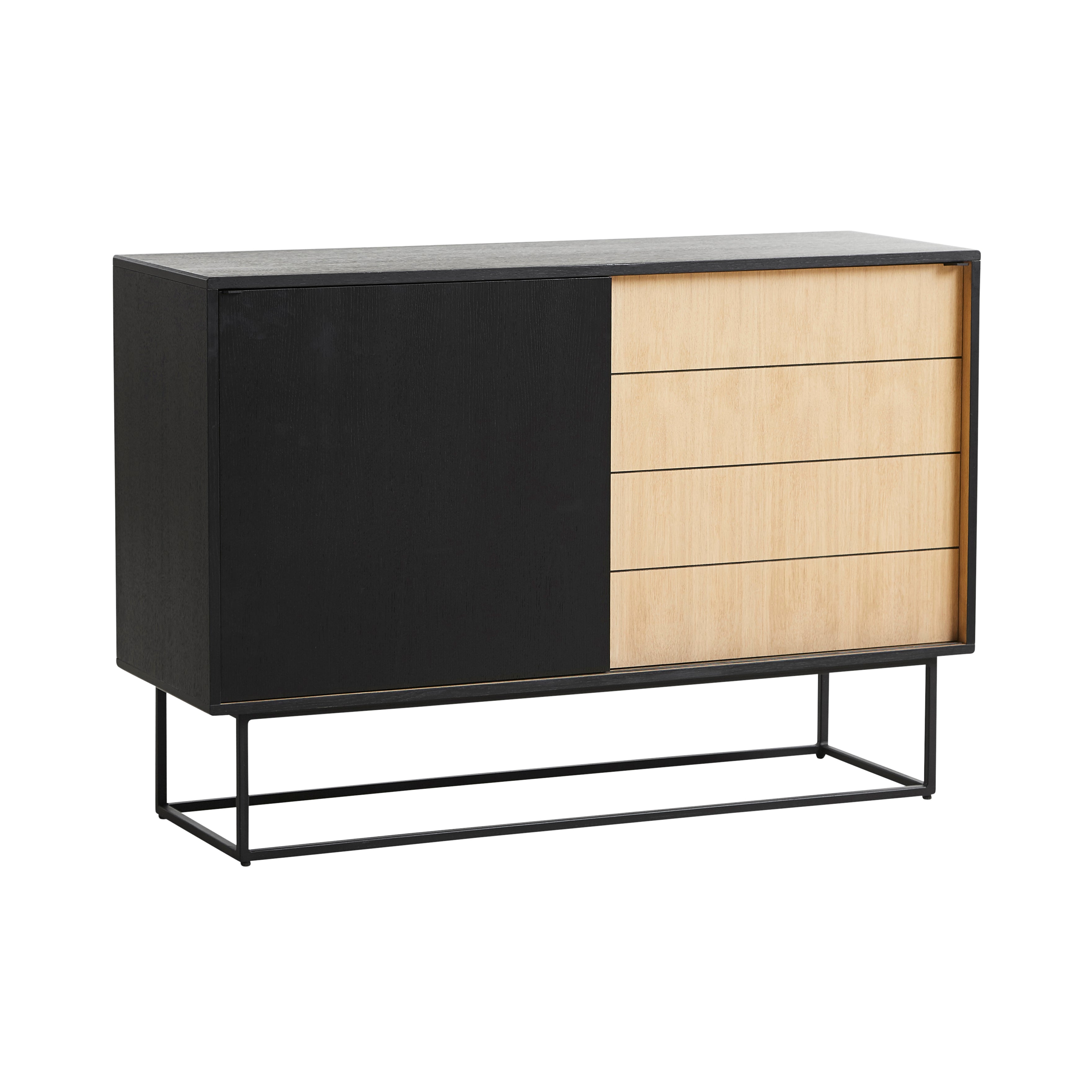 Virka High Sideboard: Black Painted Oak + Oak Veneer