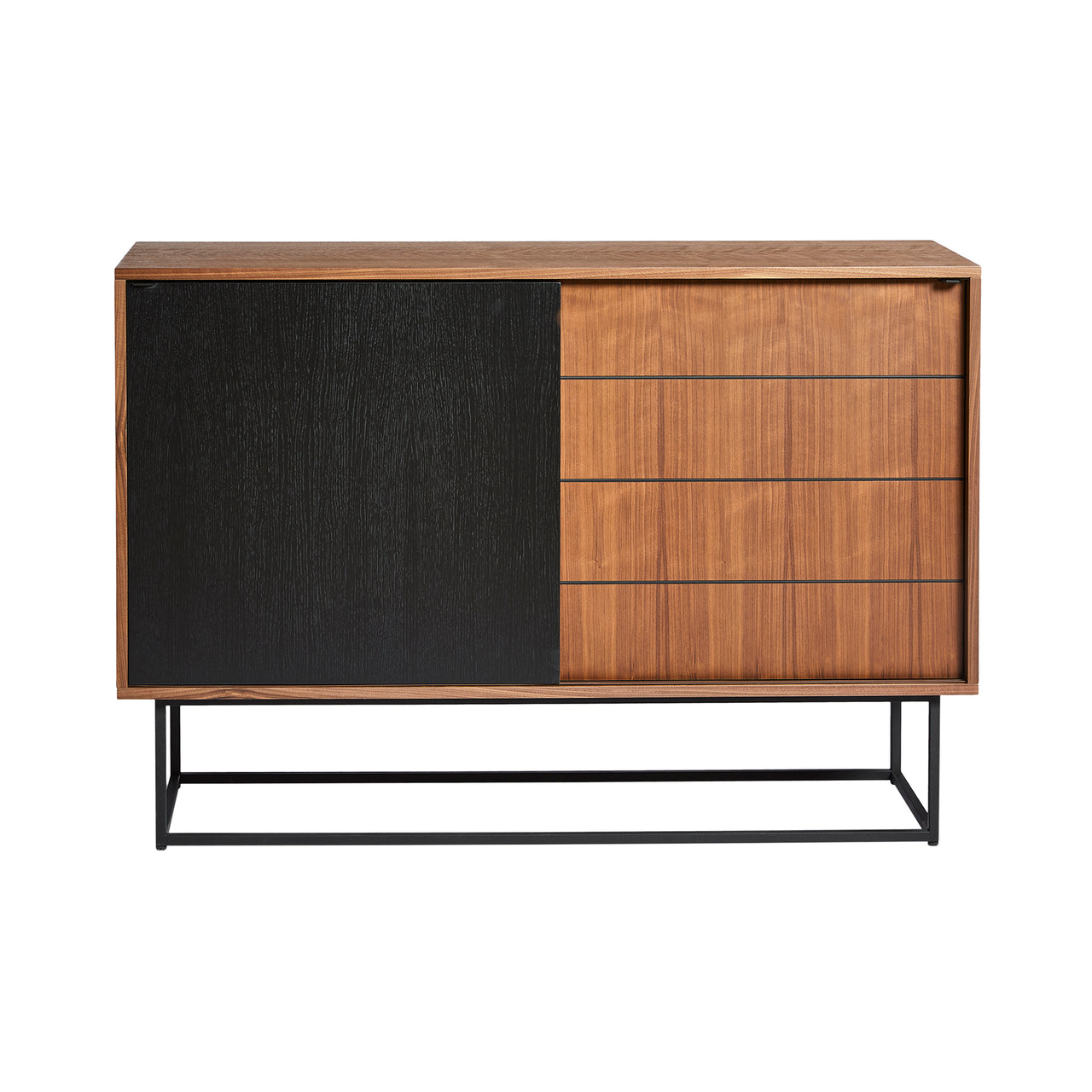 Virka High Sideboard: Walnut Veneer + Black Painted Oak Veneer