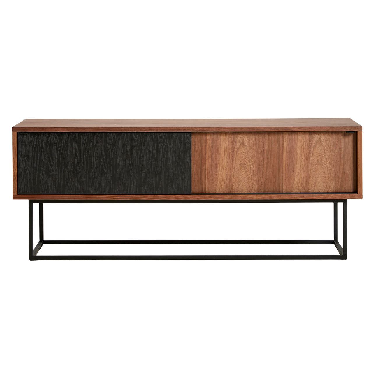 Virka Low Sideboard: Walnut Veneer + Black Painted Oak