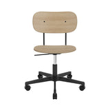 Co Task Chair with Casters: Without Armrest + Black Aluminum + Natural Oak