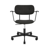 Co Task Armchair with Casters: Fully Upholstered + Black Aluminum + Black Oak