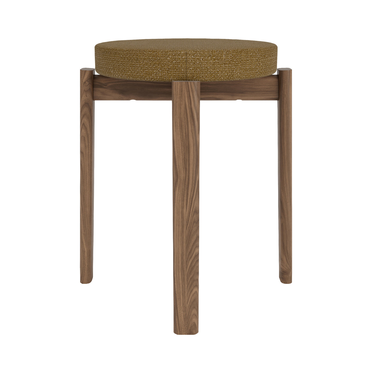 Passage Stool: Upholstered + Walnut + Boucle 06